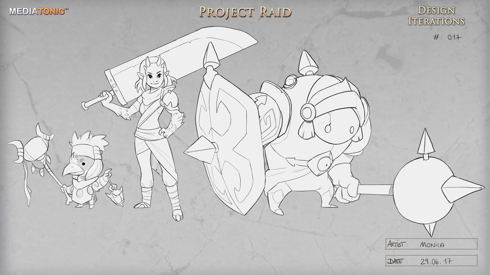 Character concepts for heroes - Line up we ended up using for the prototype