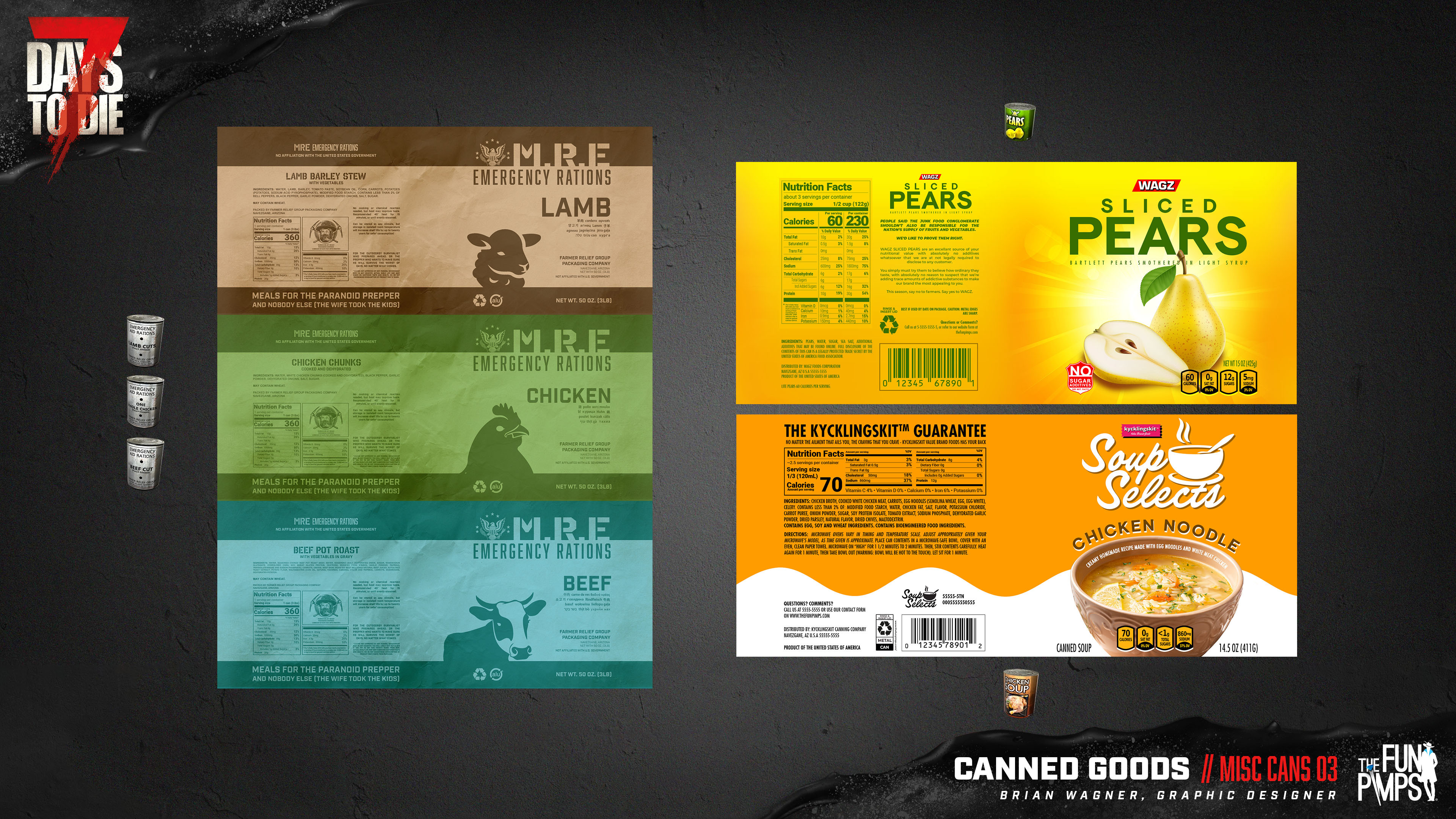 The MRE set is another can that I put a lot of effort into trying to make each can look distinct - originally, all three were grey.