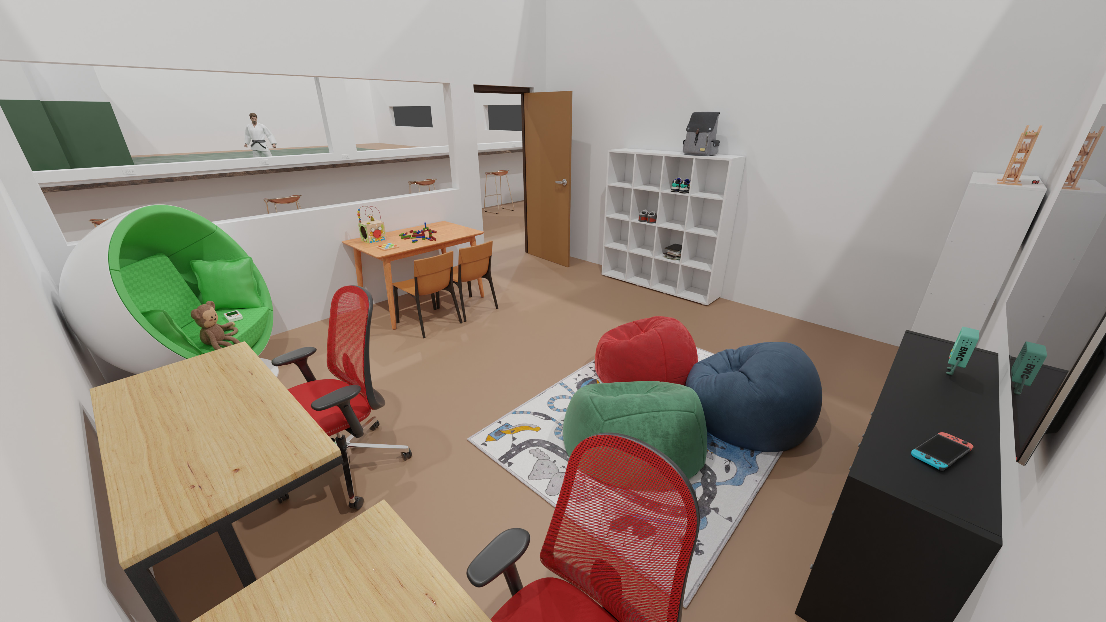 Closer look from the inside of the Kid's Play Room.