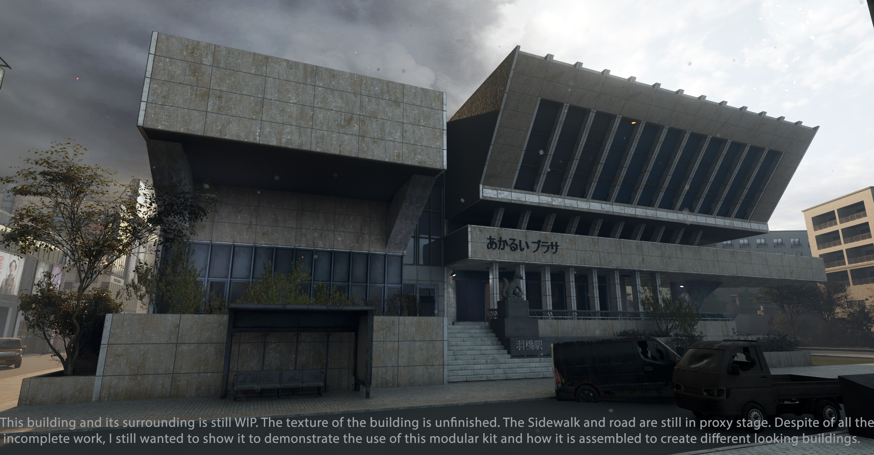 This is WIP, building still needs additional texturing and decals and the ground needs a lot of work. This is WIP, building still needs additional texturing and decals and the ground needs a lot of work. 