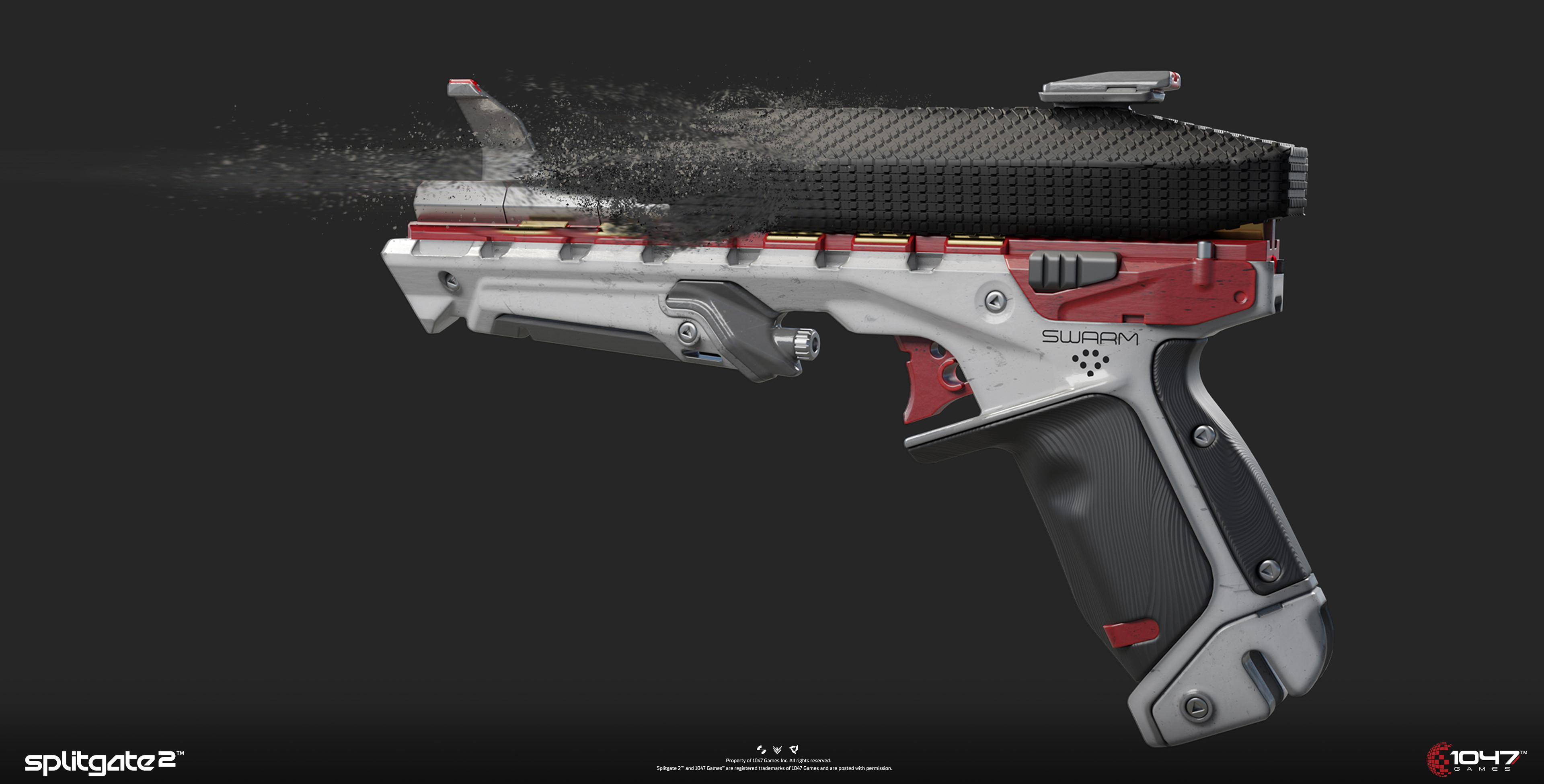 The idea for this set was that the Solid bar is made out of a 'nano swarm' that slowly gets consumed while you fire.
