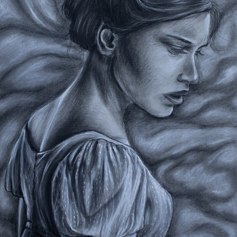 Living in Someone Else's Dream - 11" x 14" Charcoal Portrait Drawing