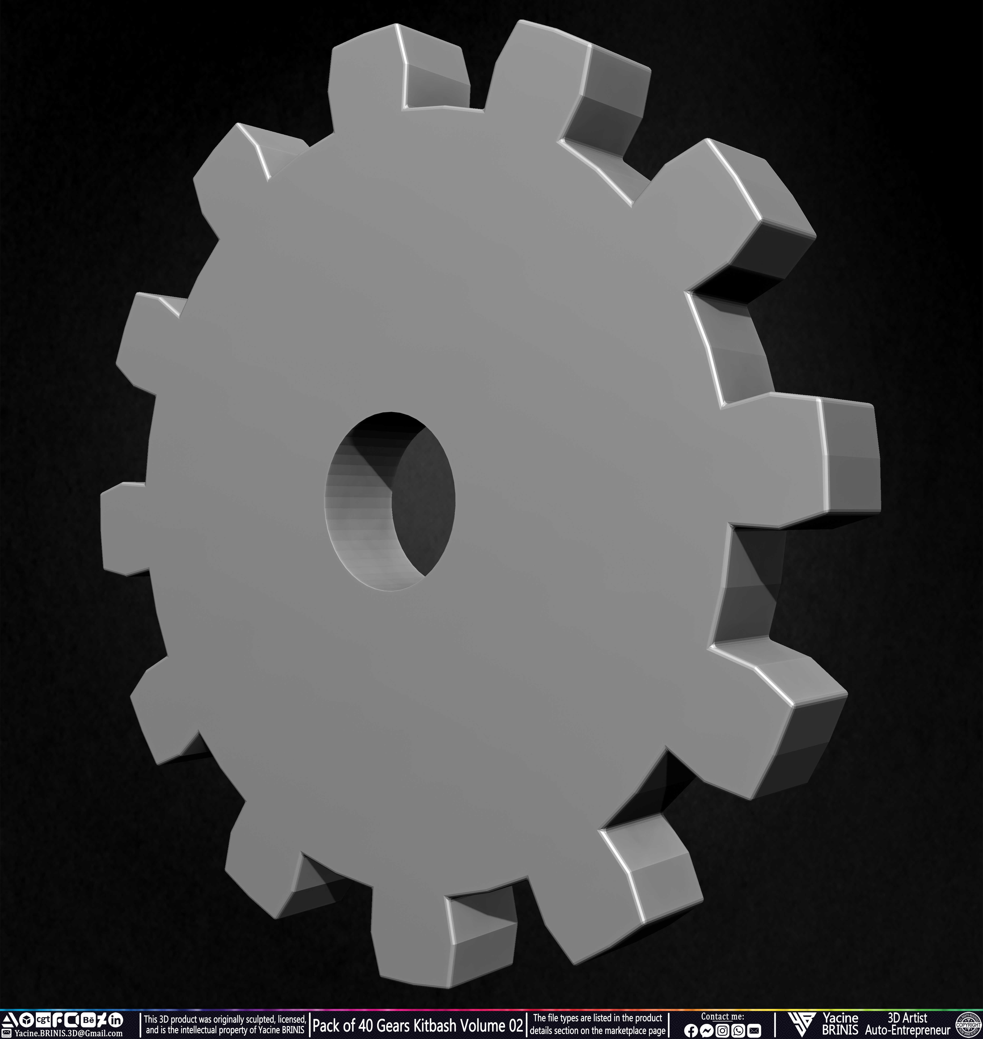 Pack of 40 Gears Kitbash Volume 02 Sculpted by Yacine BRINIS Set 017