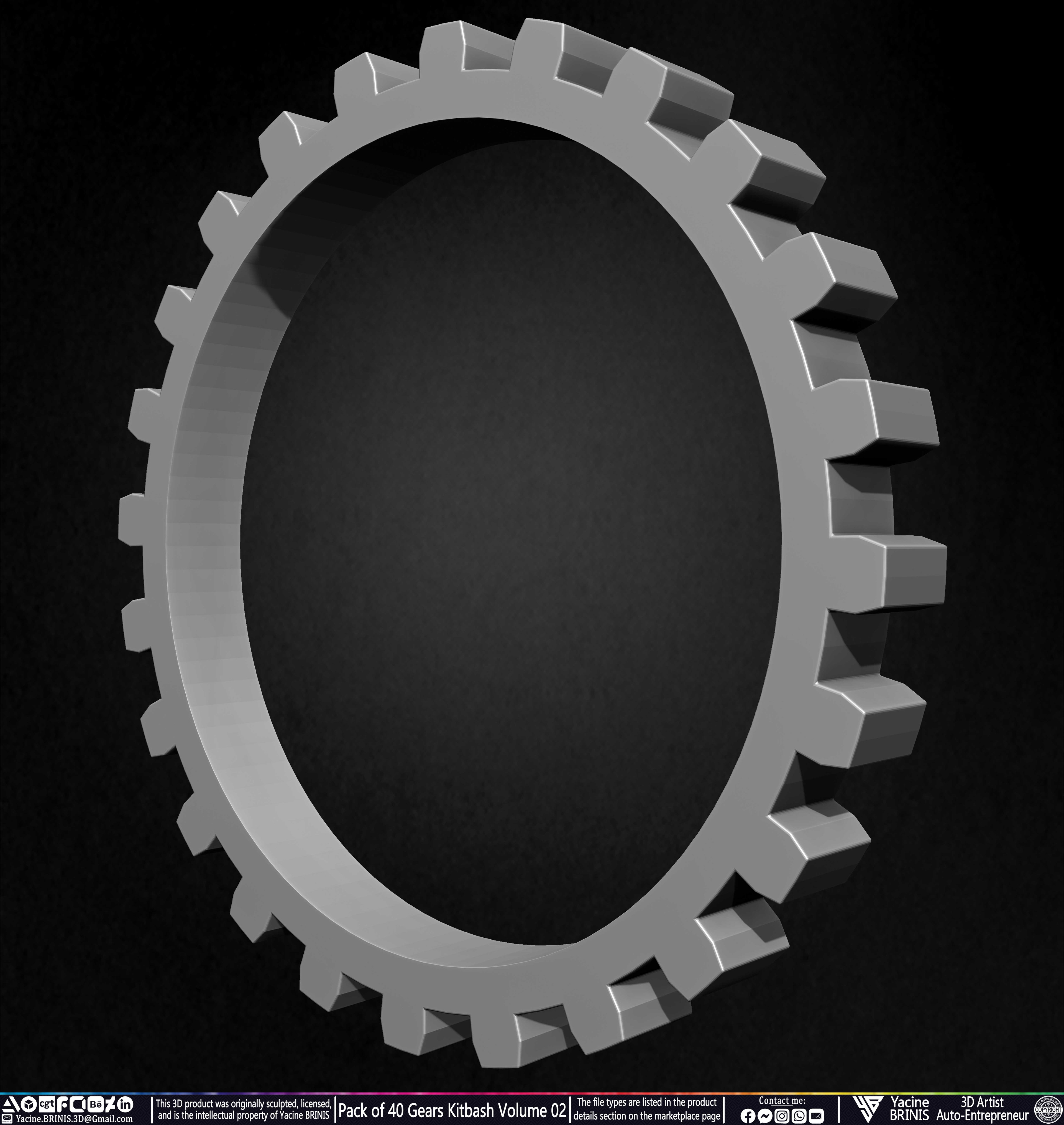 Pack of 40 Gears Kitbash Volume 02 Sculpted by Yacine BRINIS Set 019