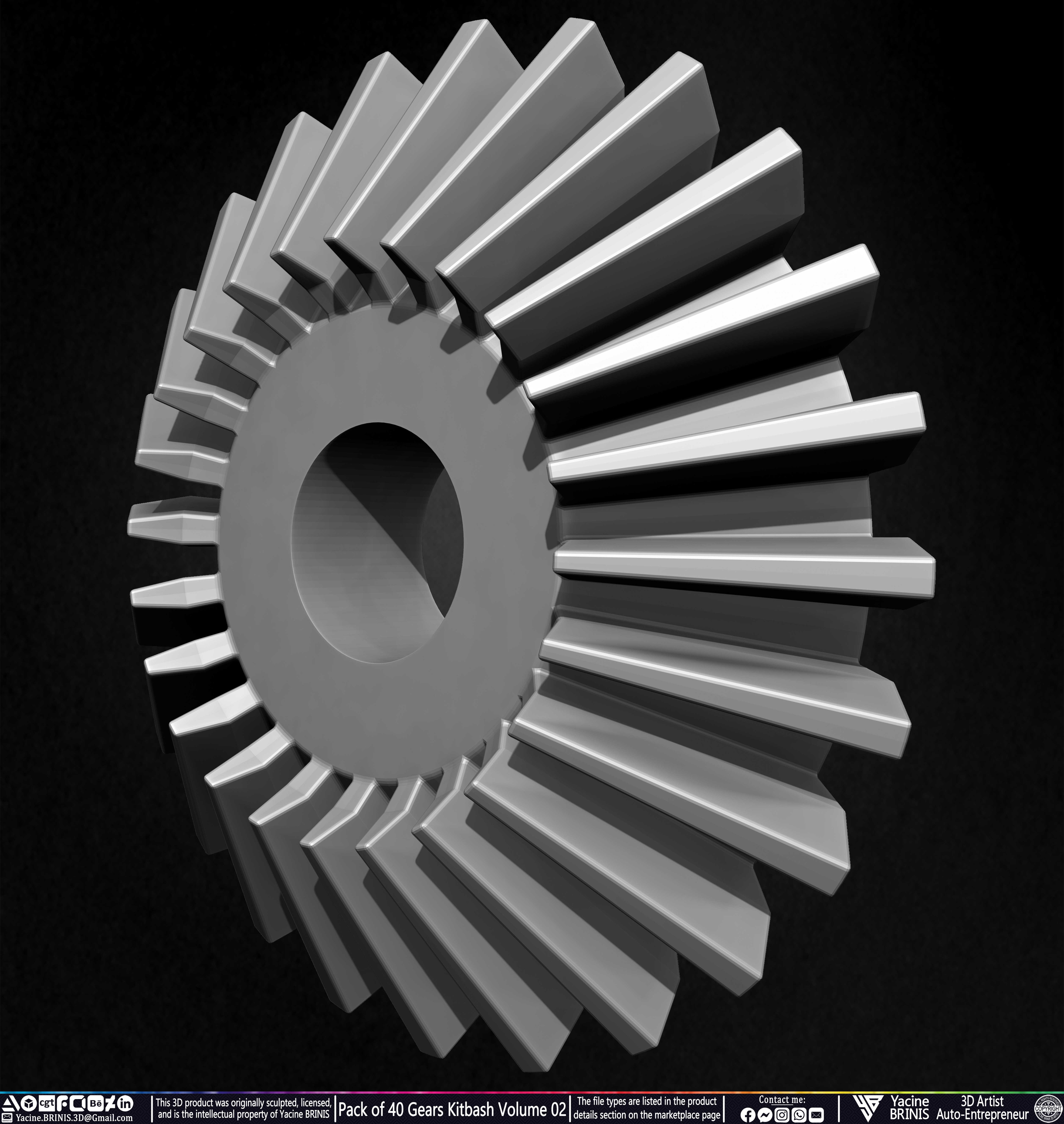 Pack of 40 Gears Kitbash Volume 02 Sculpted by Yacine BRINIS Set 021