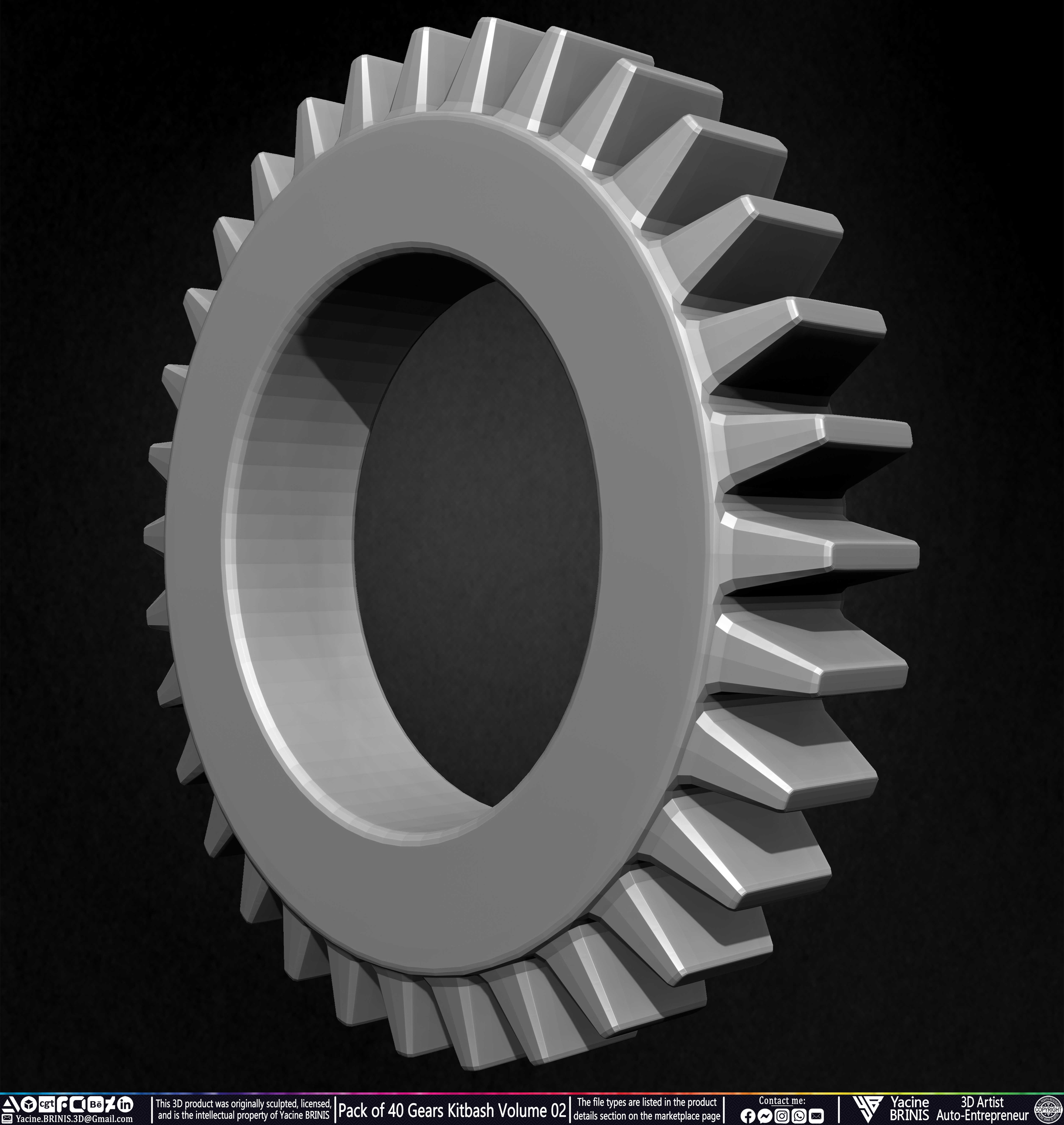 Pack of 40 Gears Kitbash Volume 02 Sculpted by Yacine BRINIS Set 023
