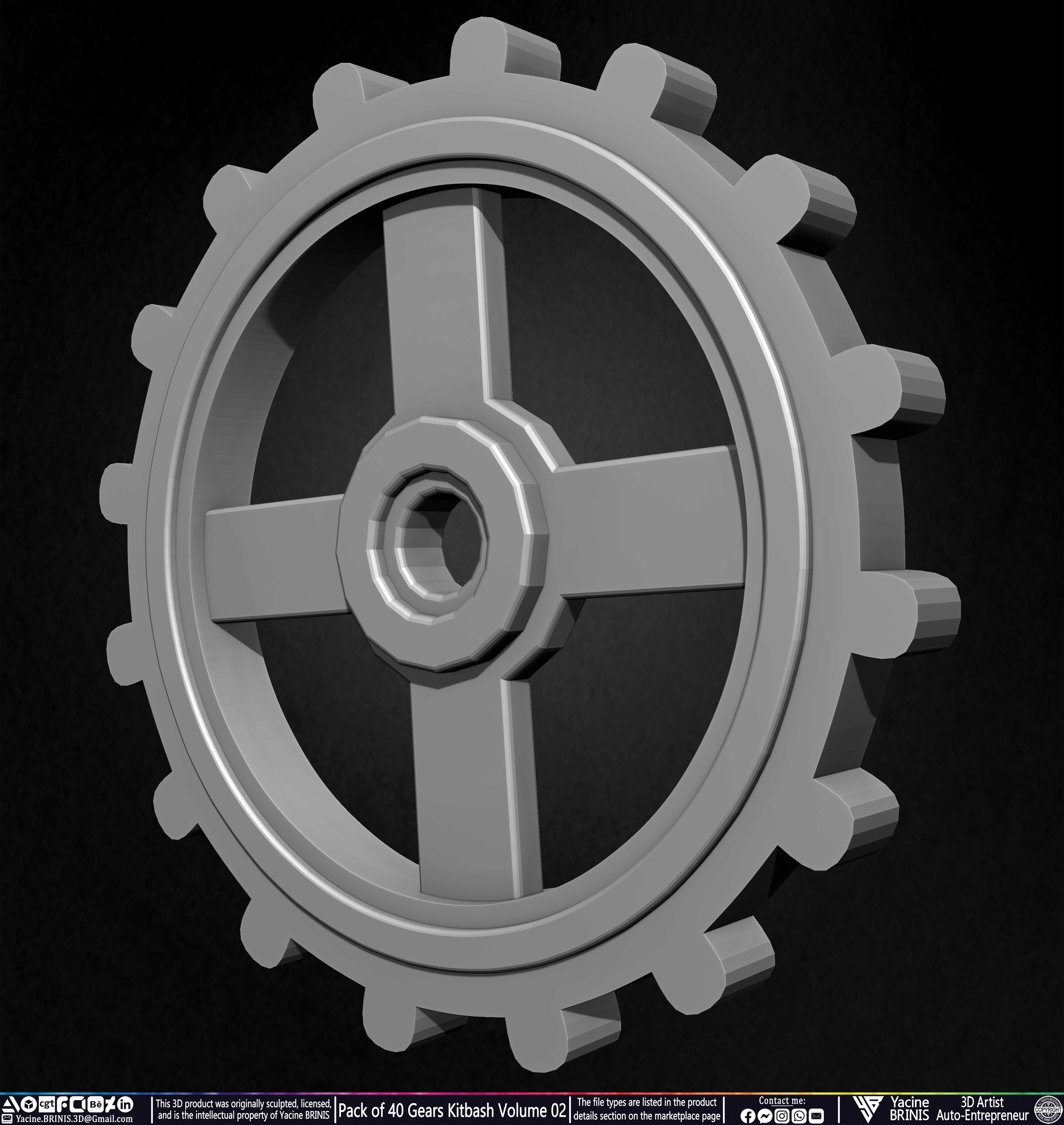 Pack of 40 Gears Kitbash Volume 02 Sculpted by Yacine BRINIS Set 027