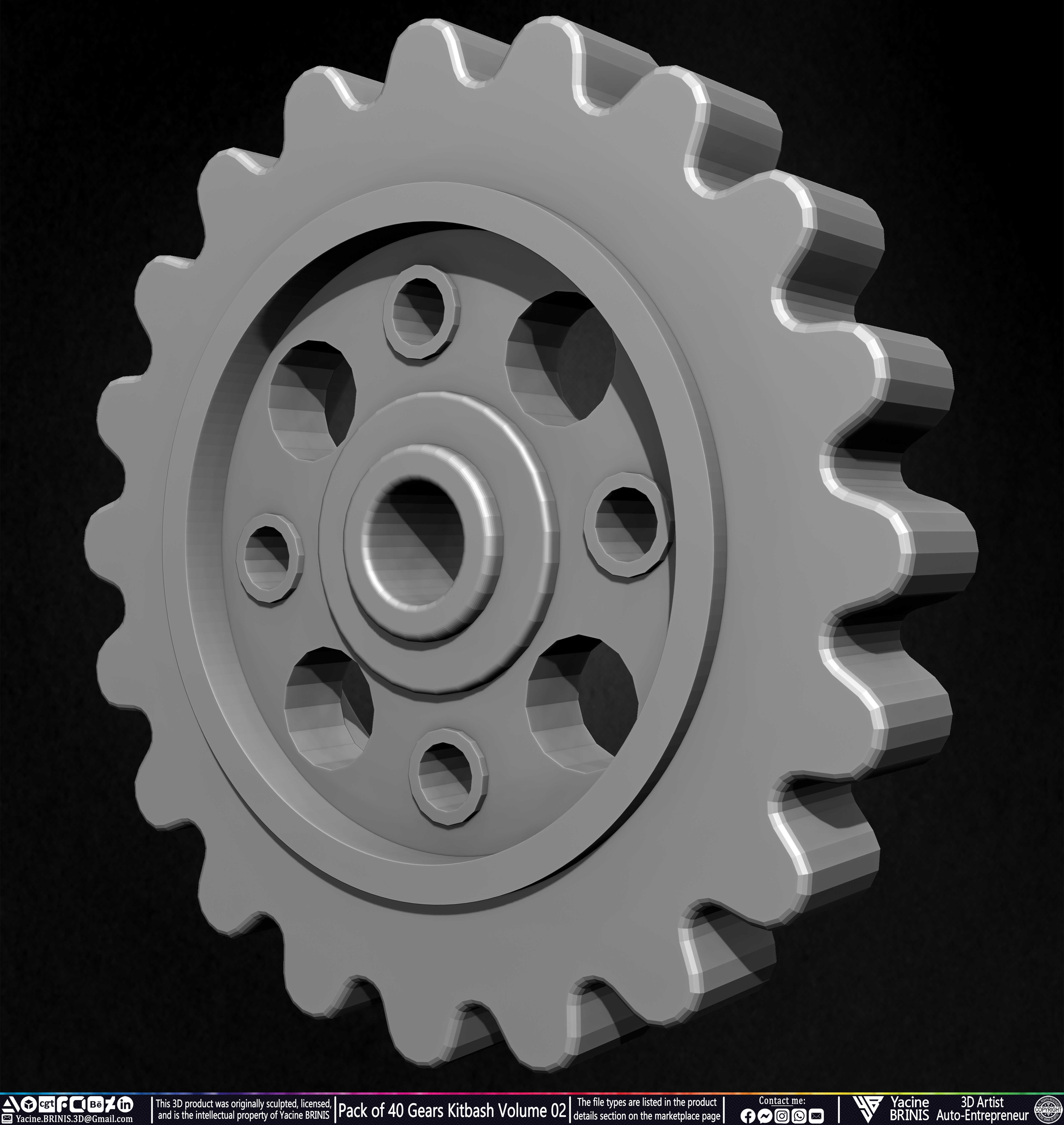 Pack of 40 Gears Kitbash Volume 02 Sculpted by Yacine BRINIS Set 028
