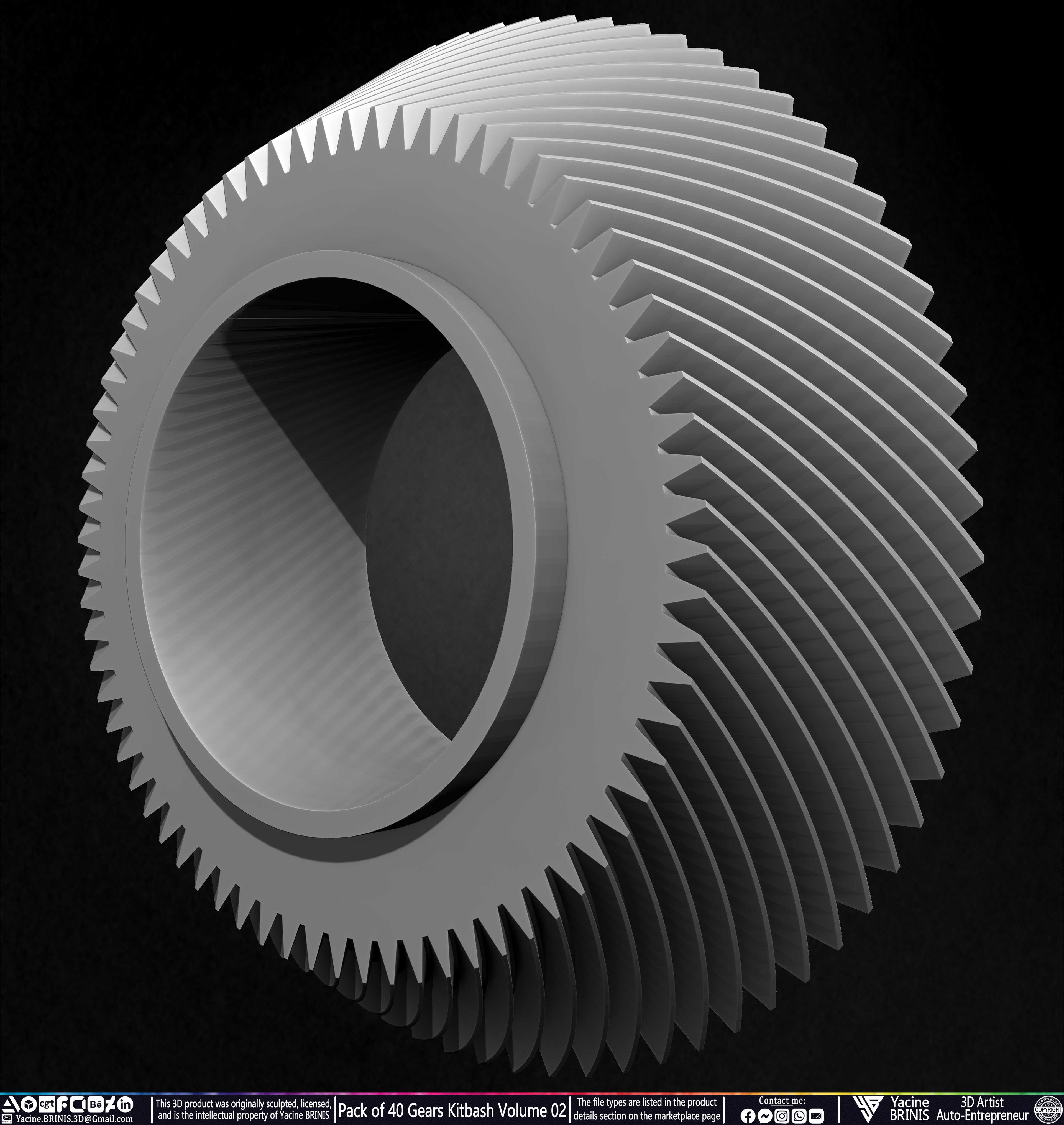 Pack of 40 Gears Kitbash Volume 02 Sculpted by Yacine BRINIS Set 035