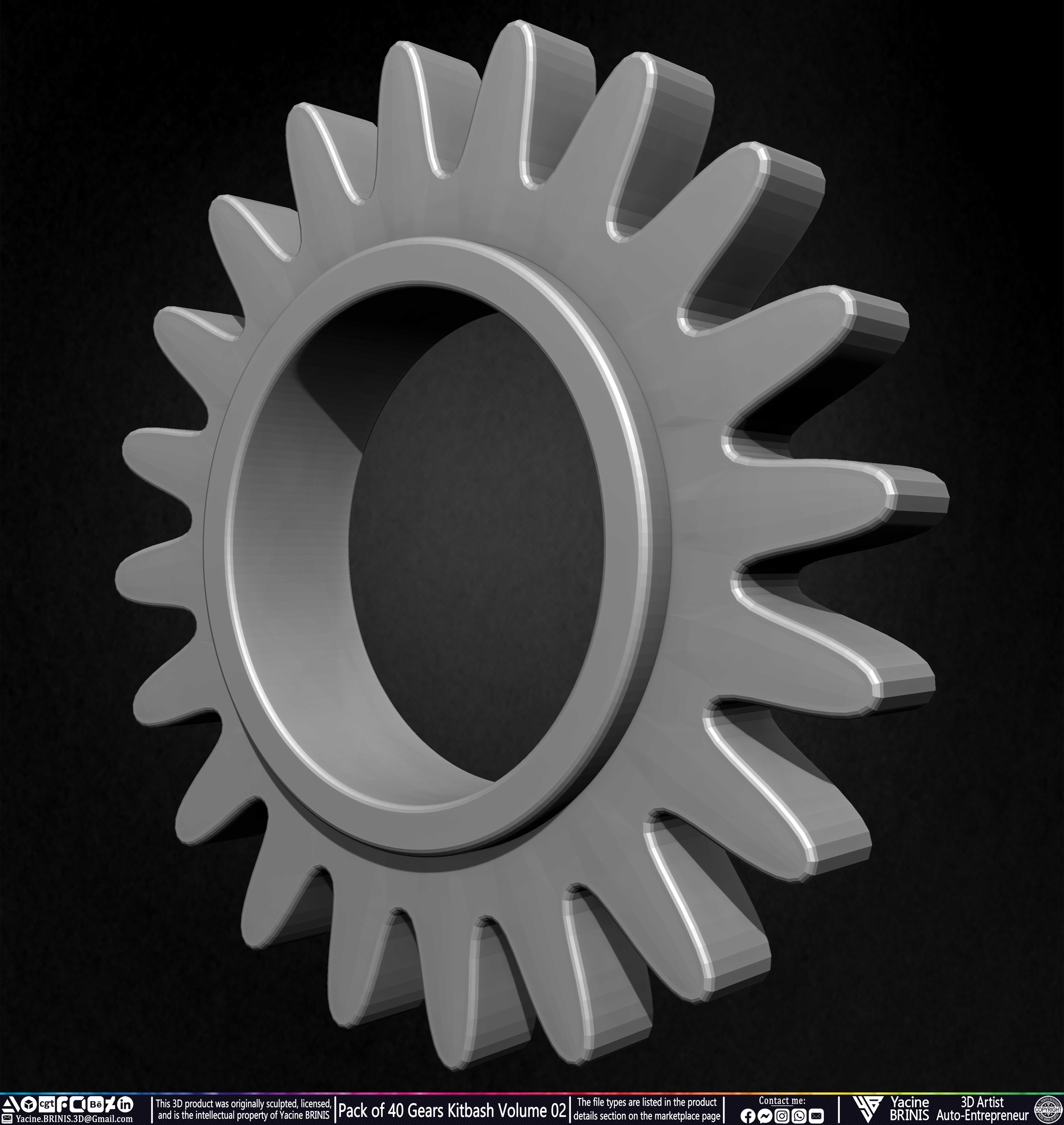 Pack of 40 Gears Kitbash Volume 02 Sculpted by Yacine BRINIS Set 036