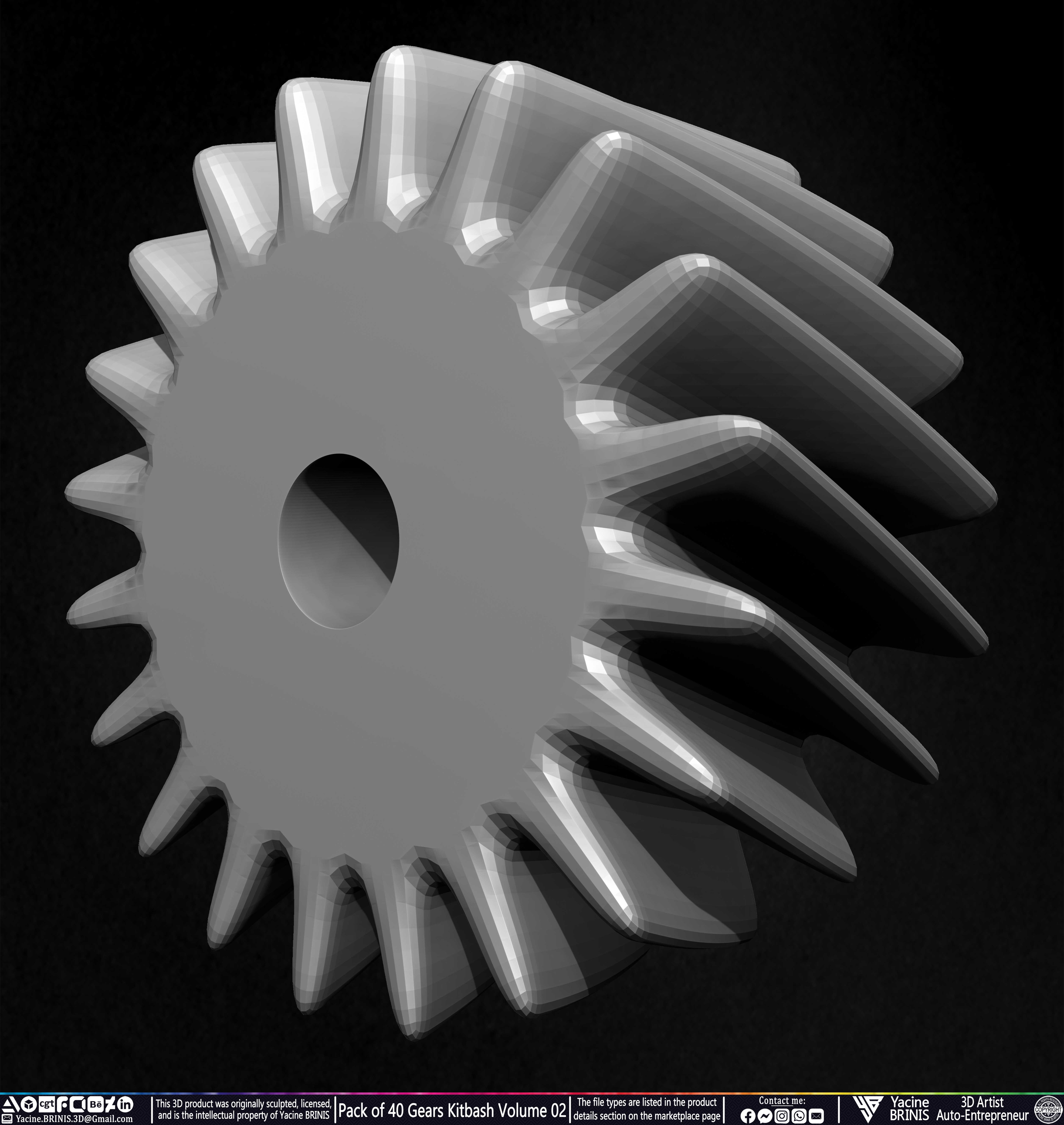 Pack of 40 Gears Kitbash Volume 02 Sculpted by Yacine BRINIS Set 038
