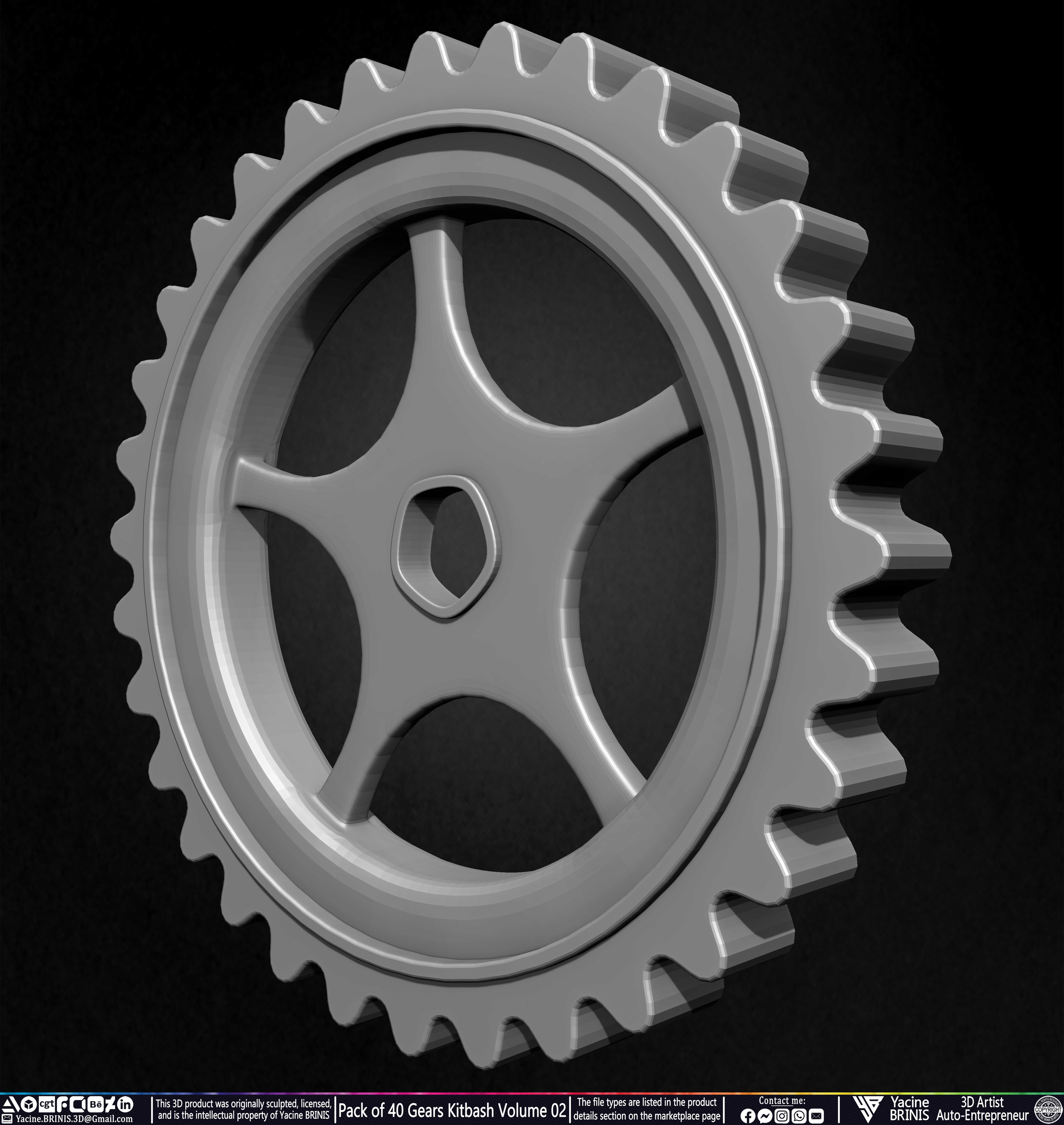 Pack of 40 Gears Kitbash Volume 02 Sculpted by Yacine BRINIS Set 040