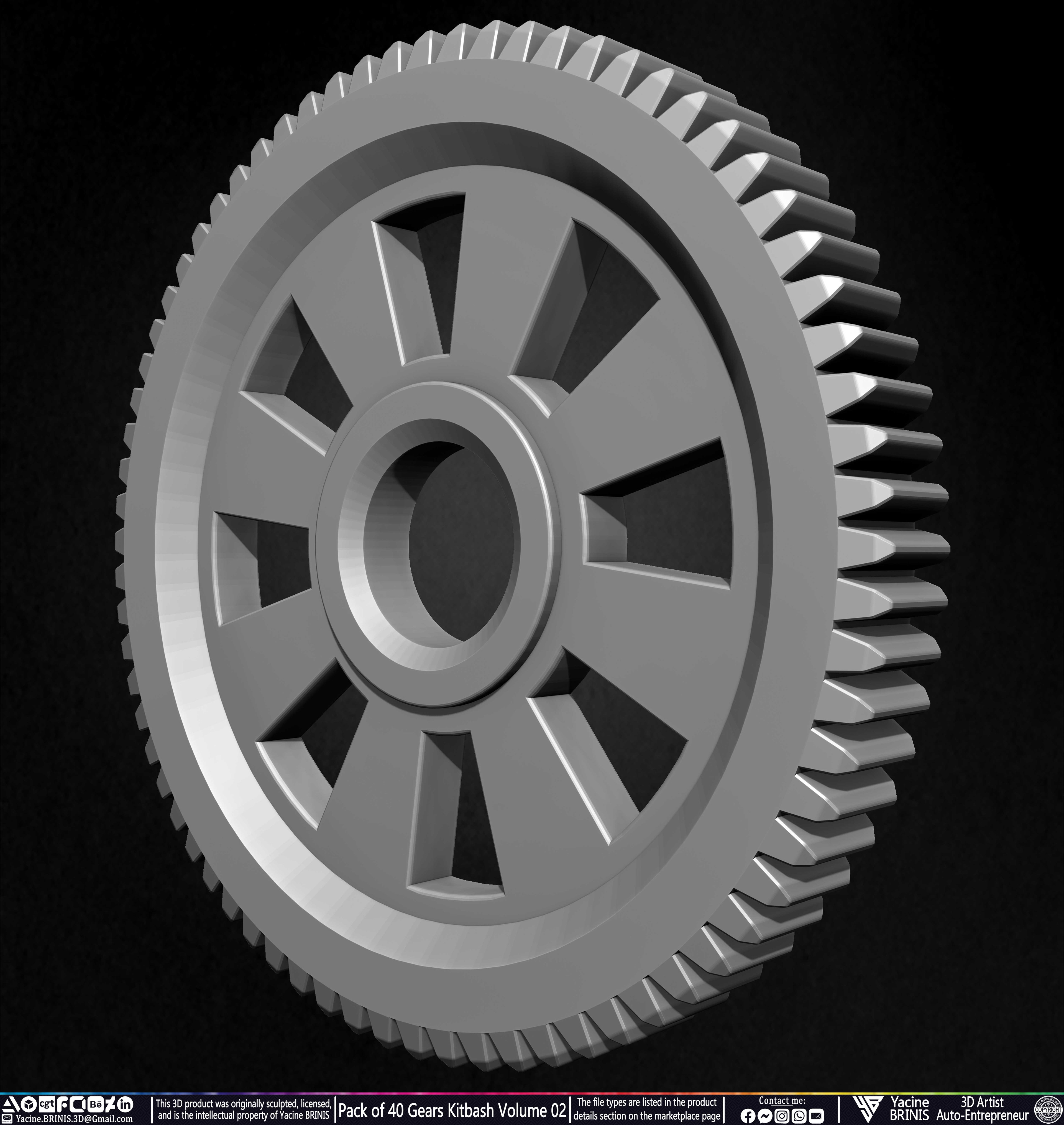 Pack of 40 Gears Kitbash Volume 02 Sculpted by Yacine BRINIS Set 041