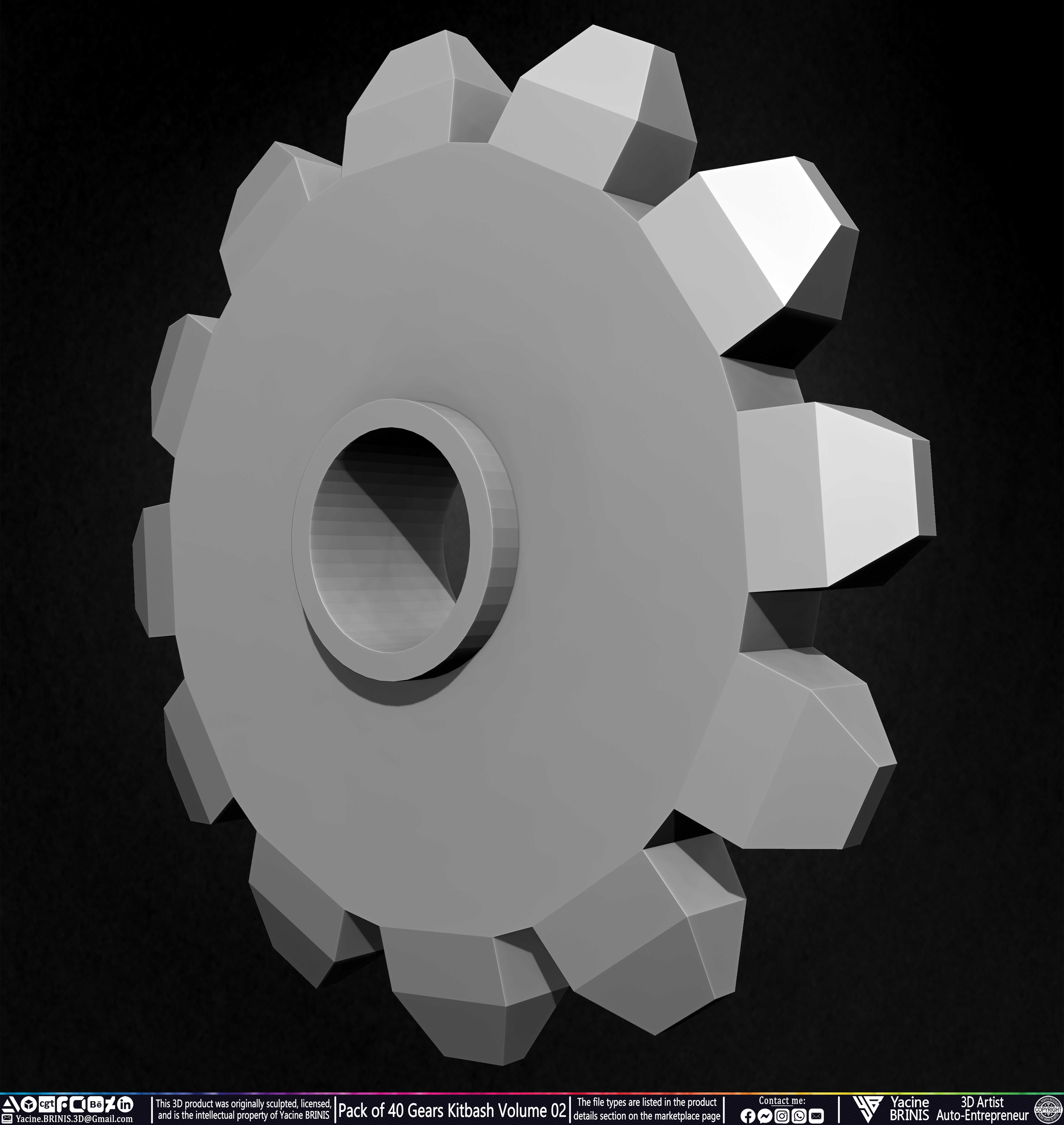 Pack of 40 Gears Kitbash Volume 02 Sculpted by Yacine BRINIS Set 042