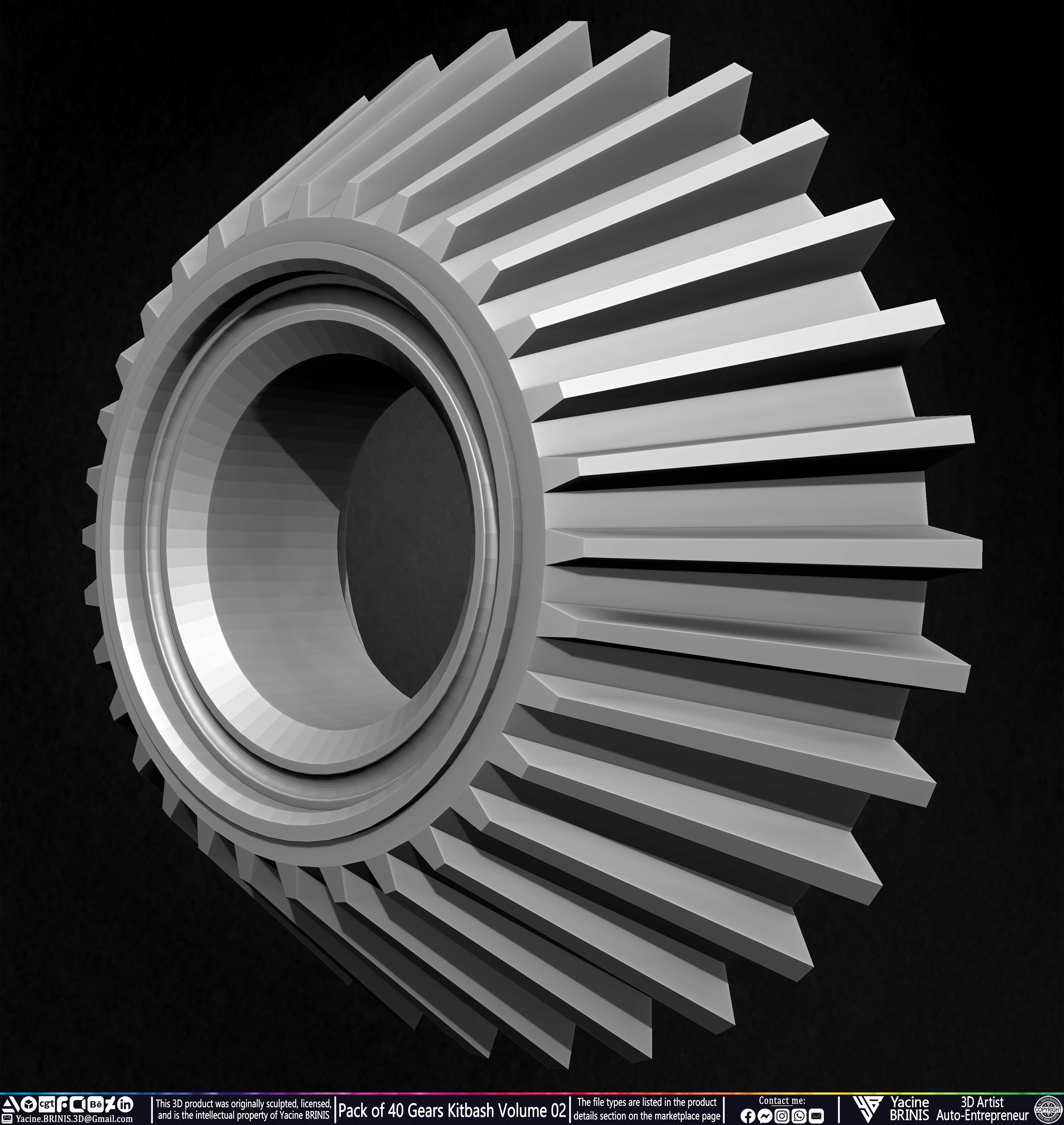 Pack of 40 Gears Kitbash Volume 02 Sculpted by Yacine BRINIS Set 045