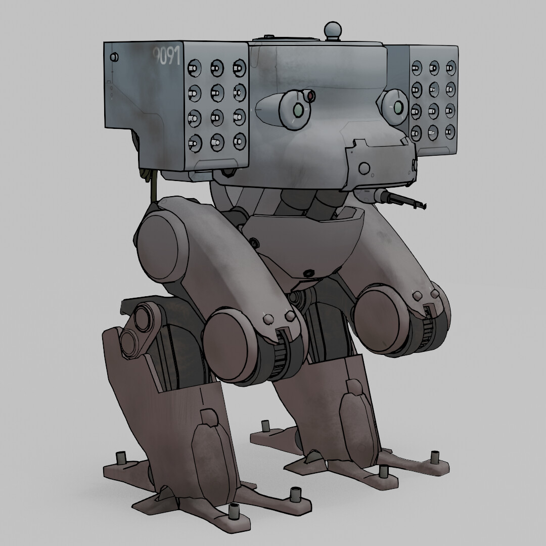 ArtStation - 3D mech from reference drawing