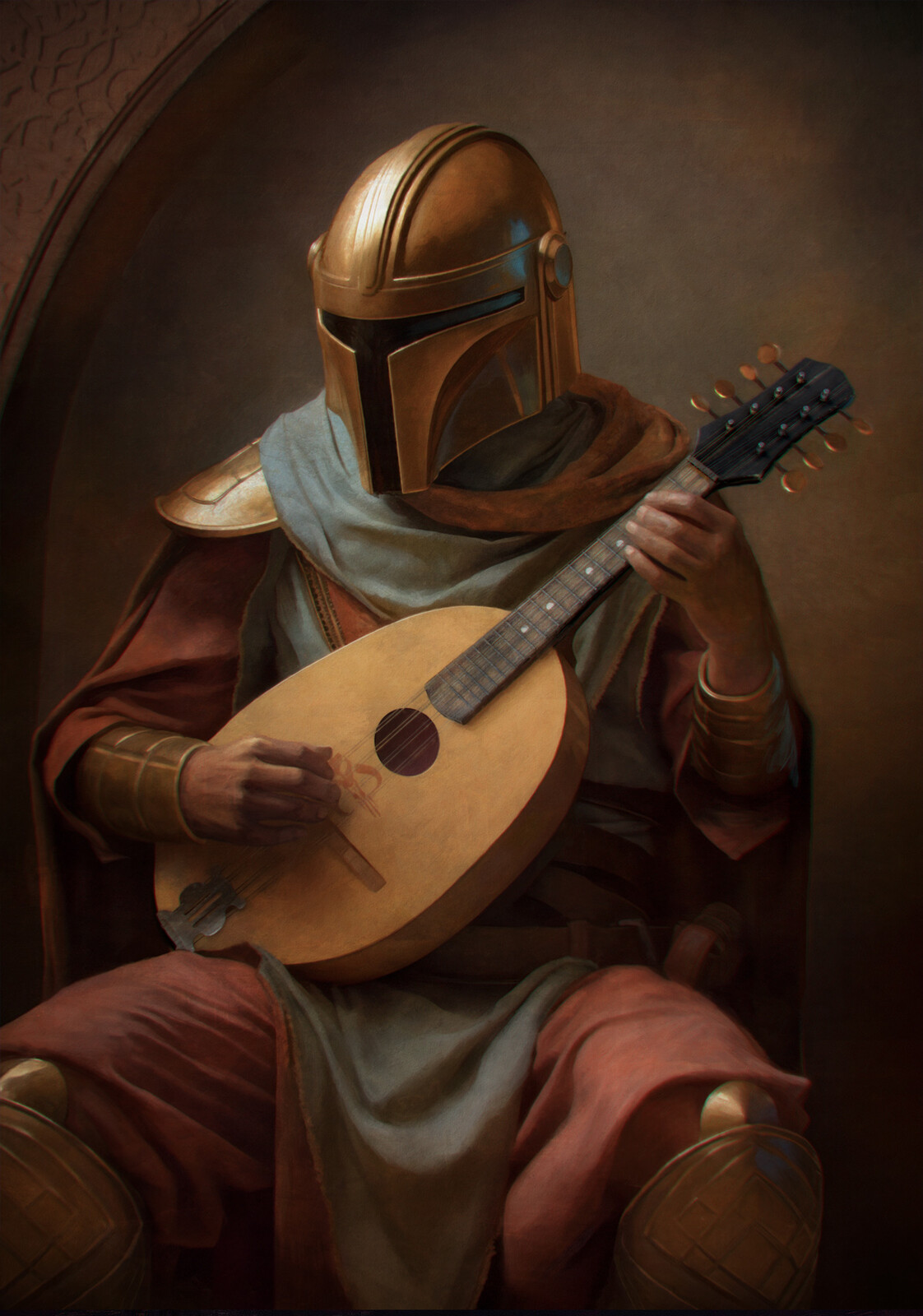 Mandalorian playing the Mandoline