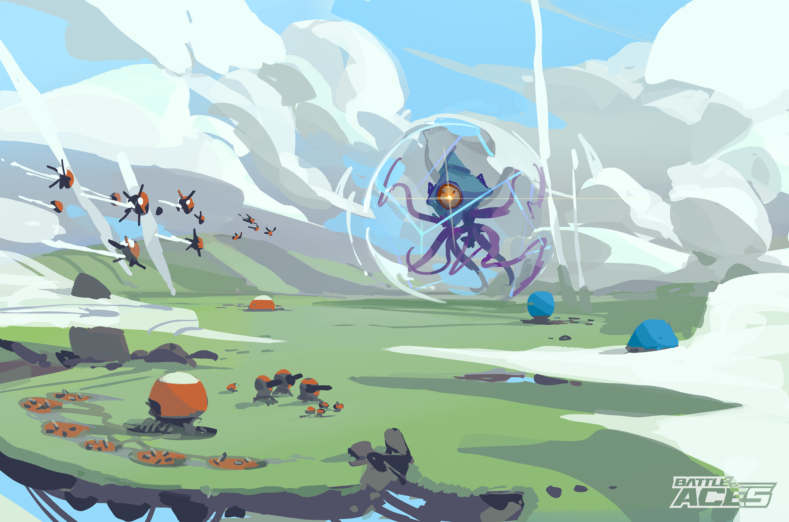 An early sketch showing scale / possible interaction with the fog of war layer.