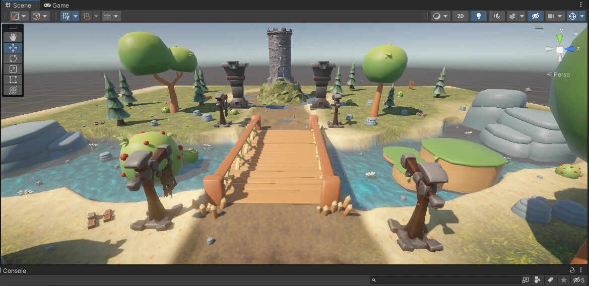 Stylized coastal game concept art