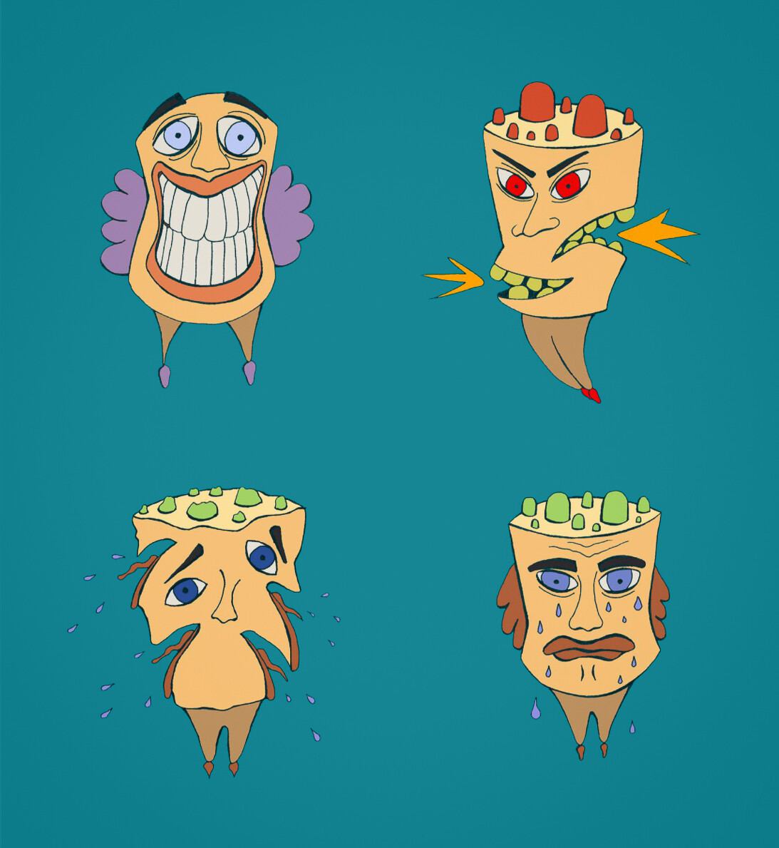 The Four Emotions - Happy, angry, total melt-down and sad