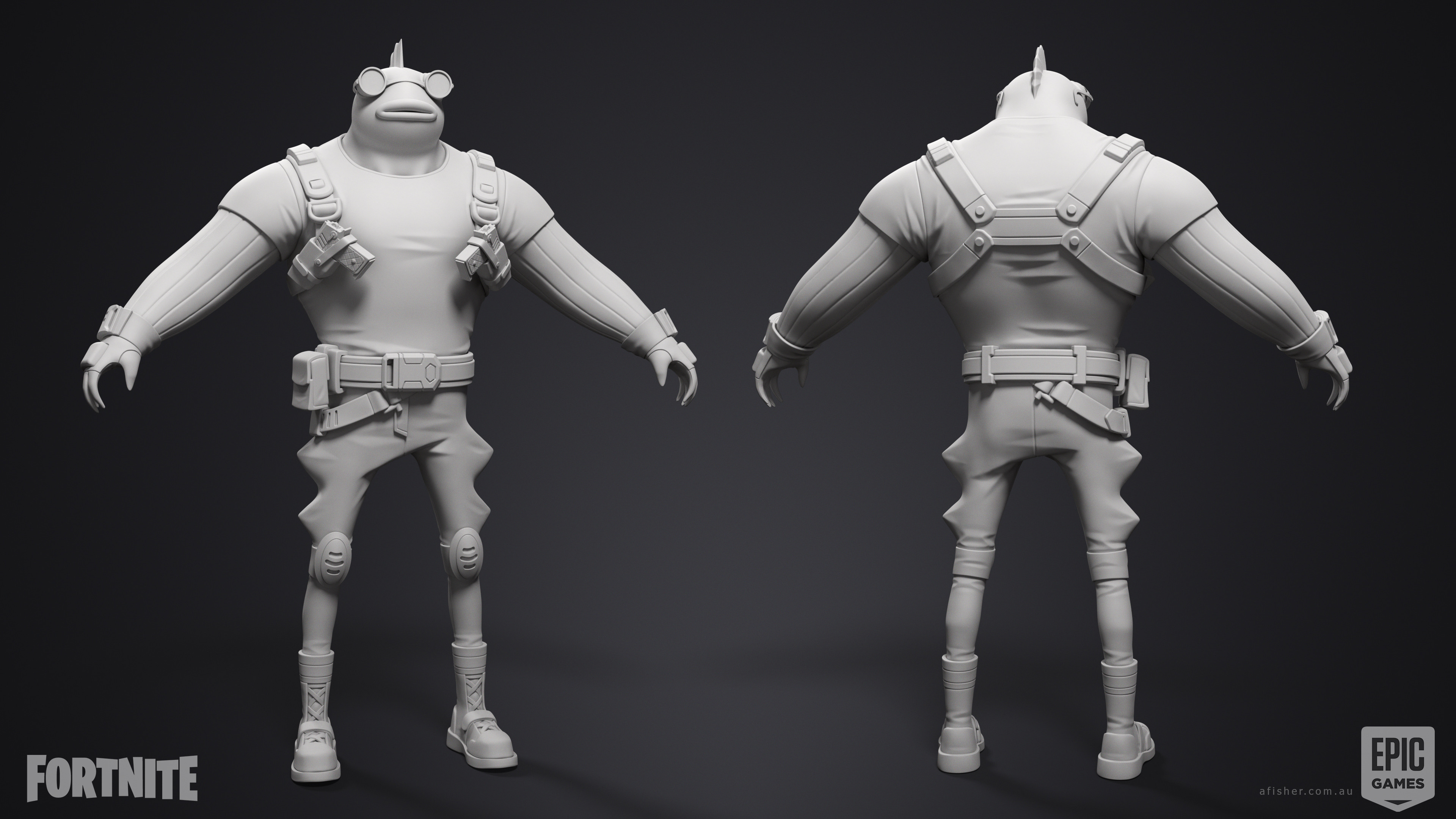FishThicc v2: HighPoly by Adam Fisher. LowPoly &amp; Bakes by Icaro Correia. Textures by Reilly Lohr.