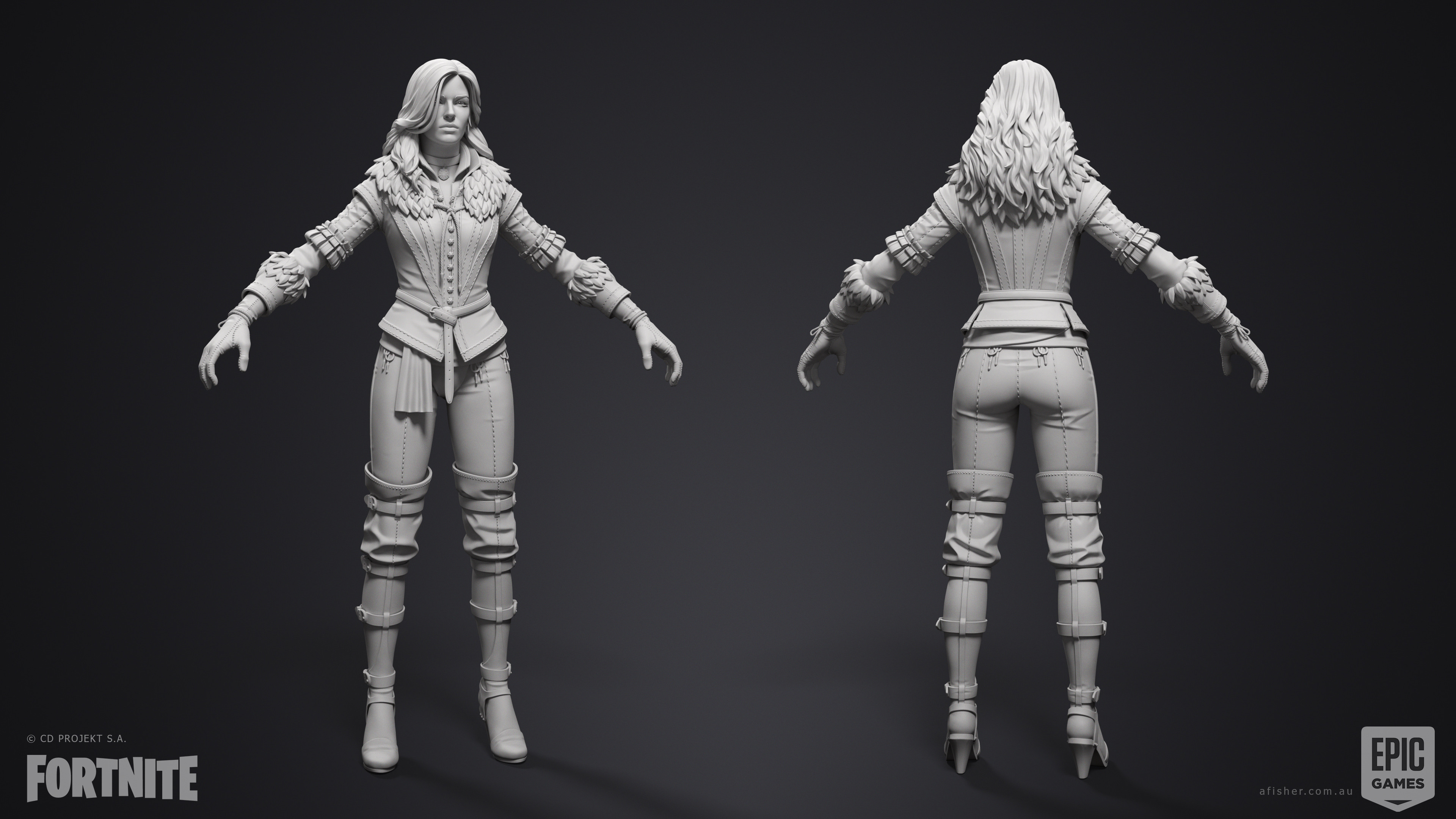 Yennefer: HighPoly by Adam Fisher. LowPoly &amp; Bakes by Clay Osmus. Textures by Zoe Lord