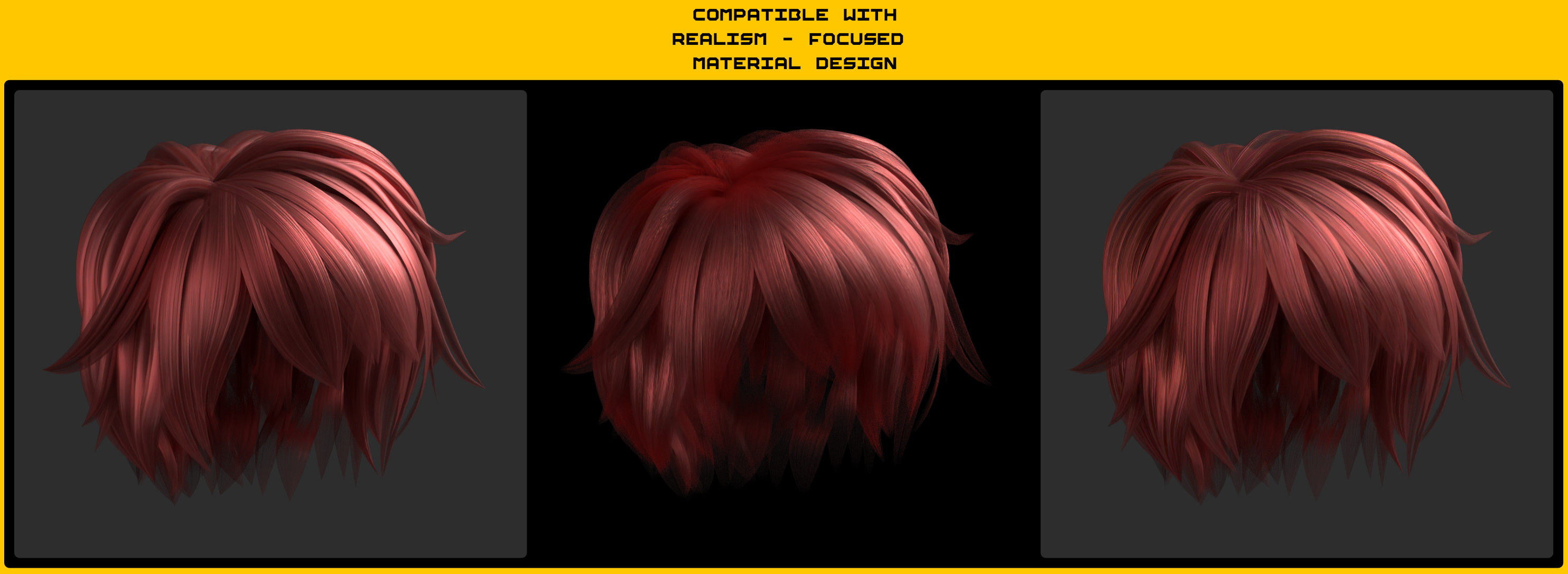 Results can still be used in more realistic hair material setups as well: 