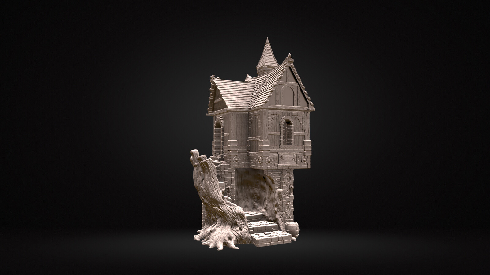 Old Hut on treetrunk / 3d printable tabletop scenery