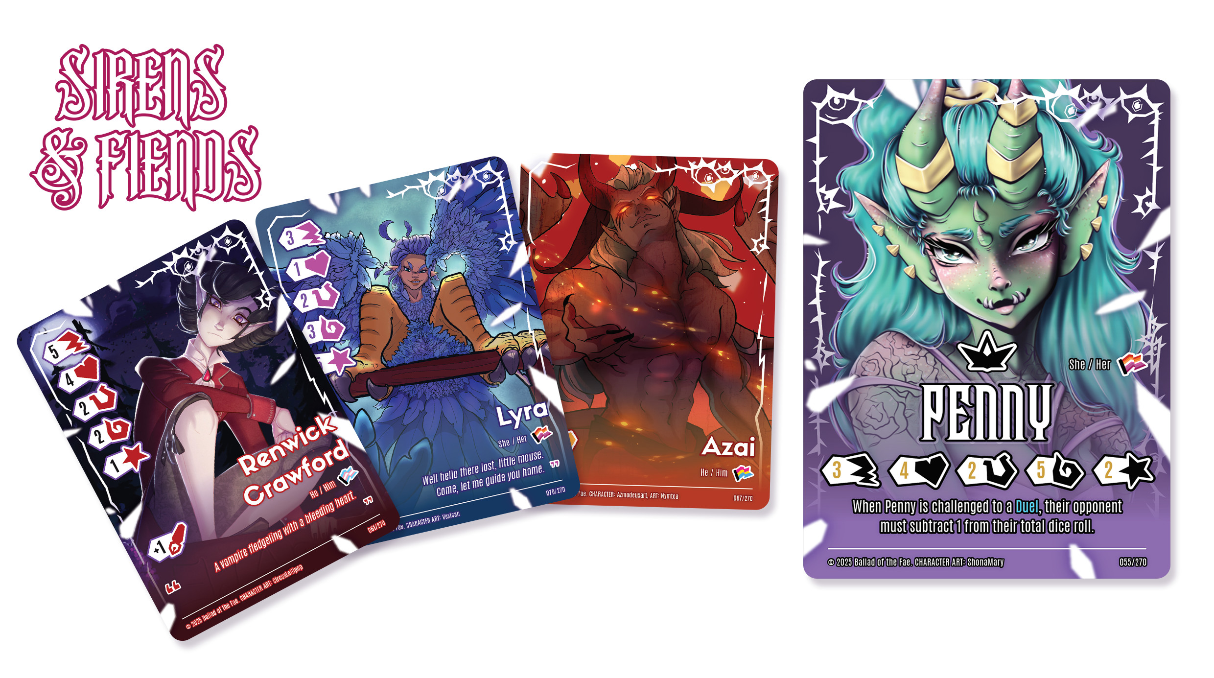 Final card art for the Sirens &amp; Fiends deck