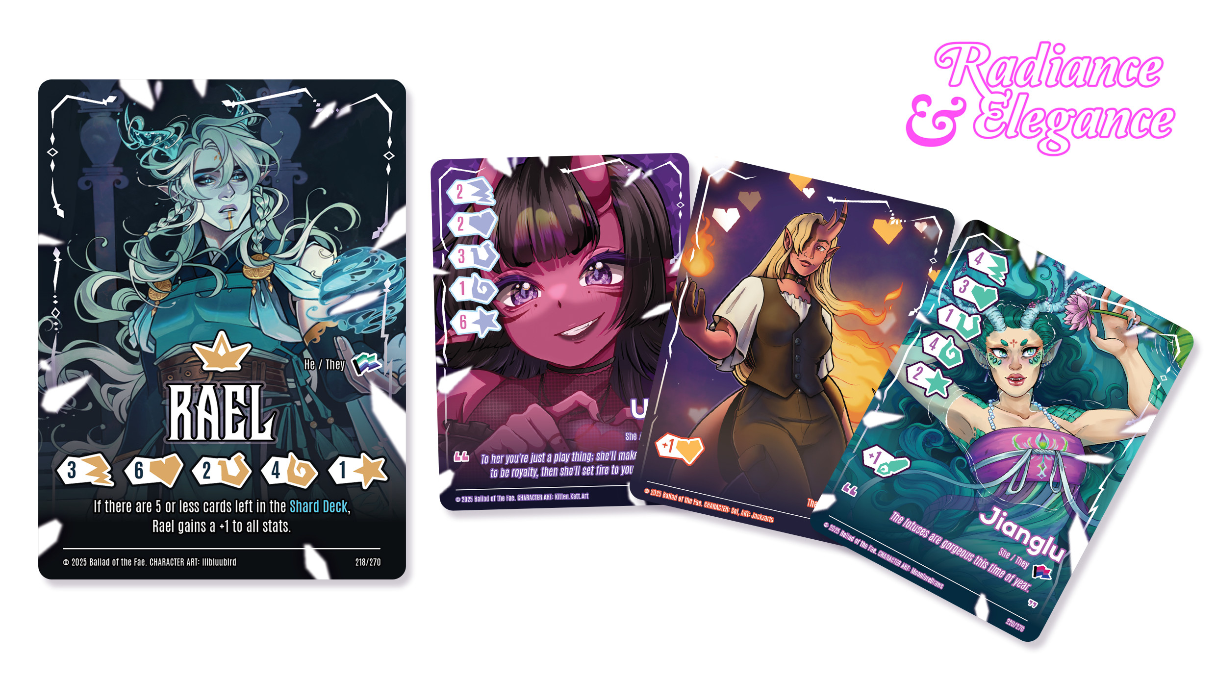 Final card art for the Radiance &amp; Elegance deck