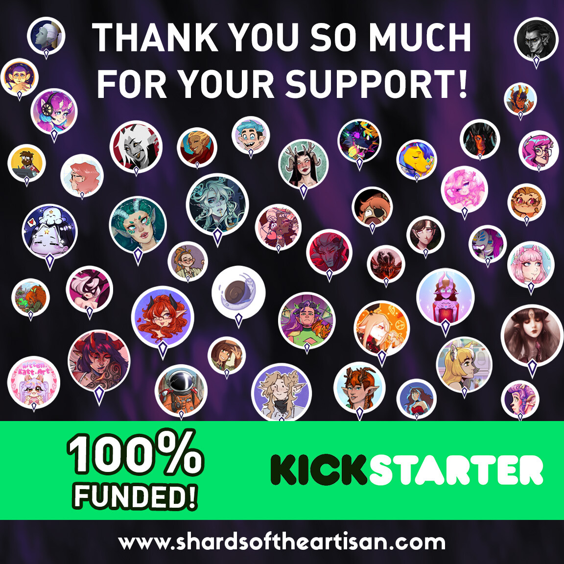 100% funded. Celebrating all the artists who worked on this project.