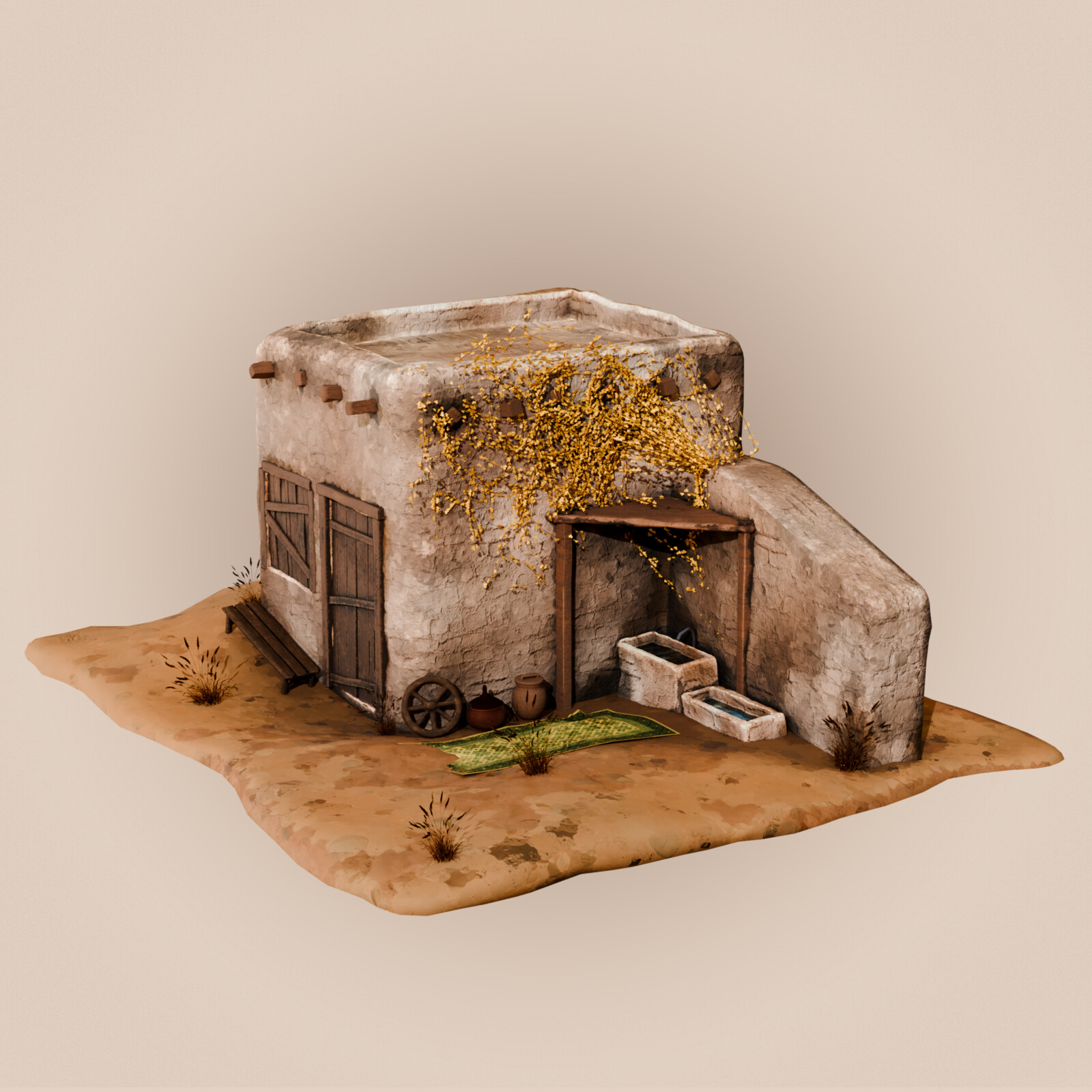 3D Stylized Mud House | منزل طيني ستايلز