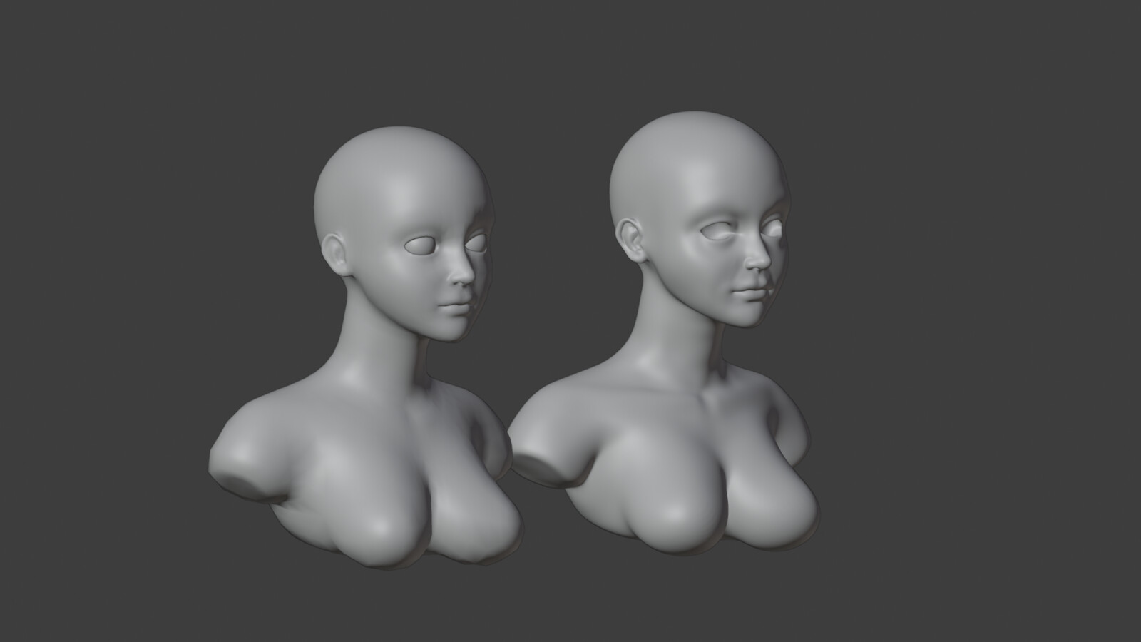 Three-quarter view demonstrating the retopologized mesh's clean geometry and form preservation from the original sculpt.