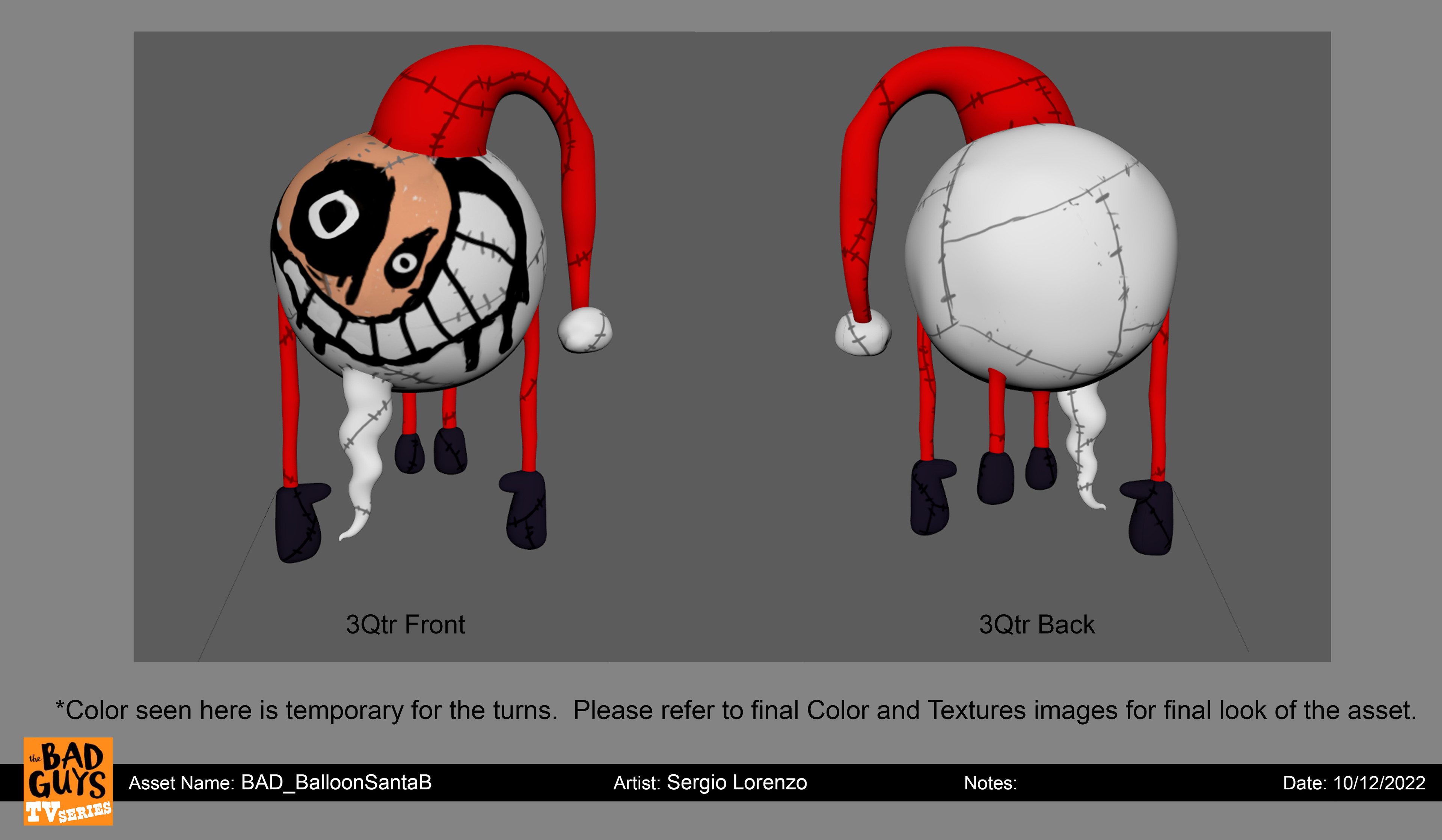 3/4 front and 3/4 back design with a rough pass at the color concept.  The final color concept was created by Kelly Gollogly.