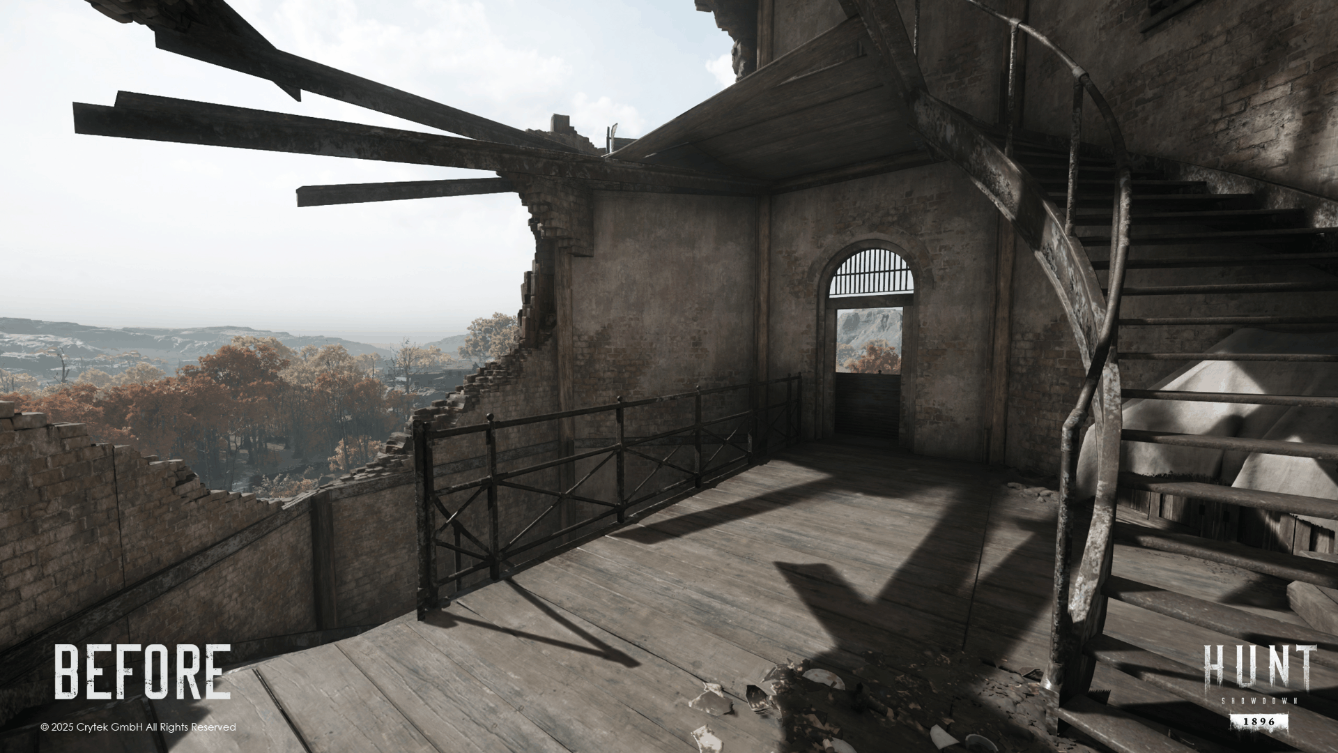 After adding the new structure for the attackers in front of the prison, this opened more angles for combat between players. It is now possible to have fights from the tower with players on the building roof.
