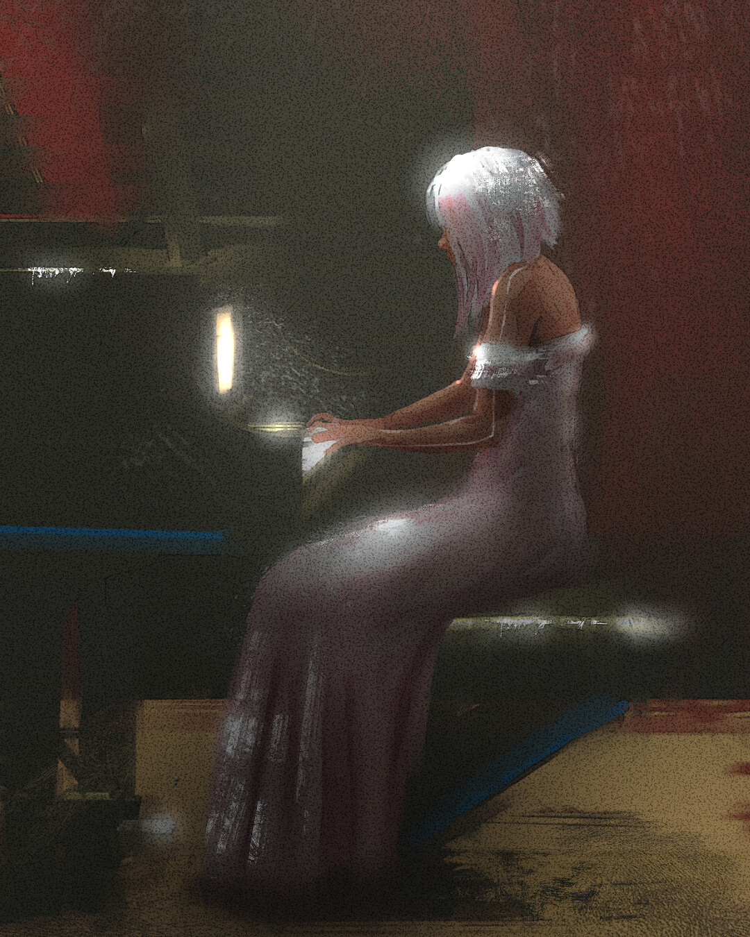 Girl Playing Piano Painting (UPDATED)