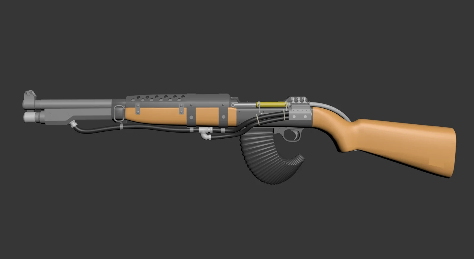 Mesh block out: The pistol equivalent:  A heavily modified M1 Carbine with a continuous ammo feeder- because why not