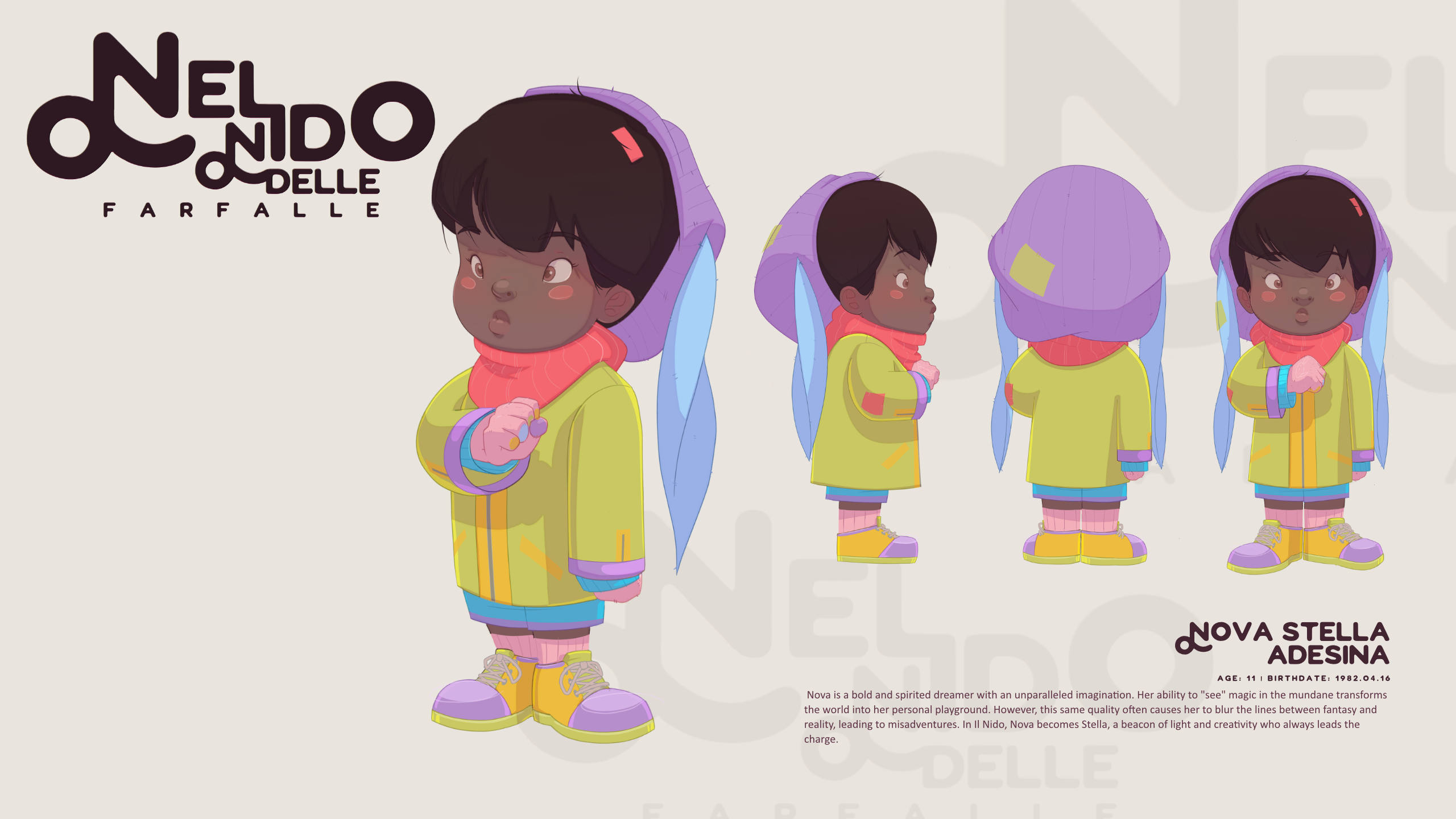 Nova “Stella” Adesina
Age: 11 | Birthdate: 1982.04.16 

Nova is a bold and spirited dreamer with an unparalleled imagination. Her ability to "see" magic in the mundane transforms the world into her personal playground. However, this same quality often cau