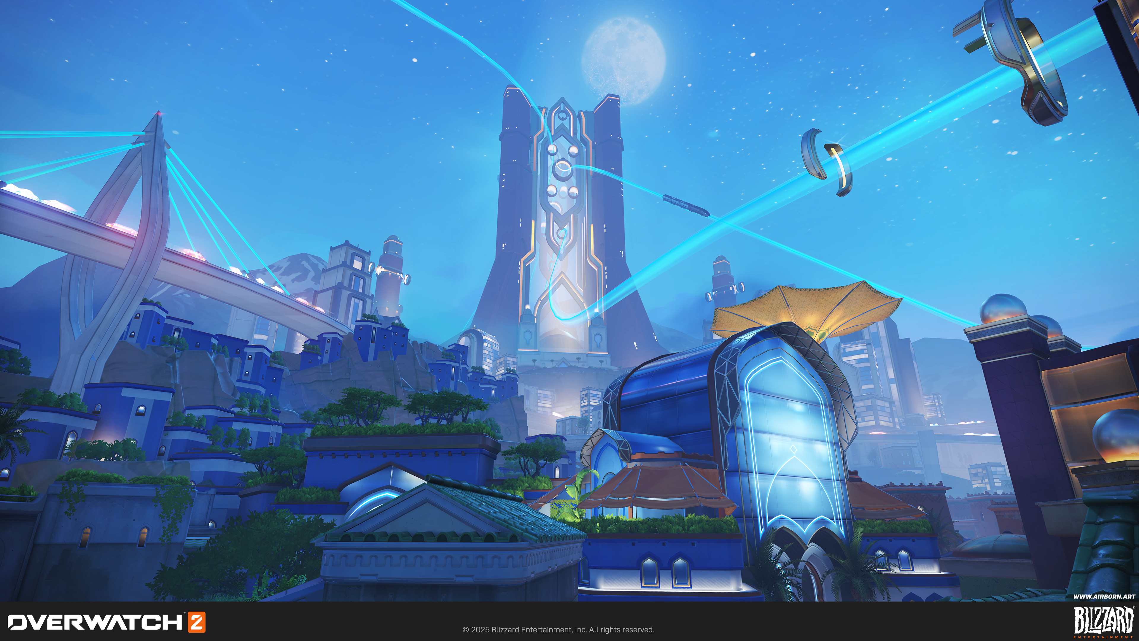 I helped refining the existing backdrop, cleaning up the building placements, placing various tree cards, adding more structure to the bridges, etc.