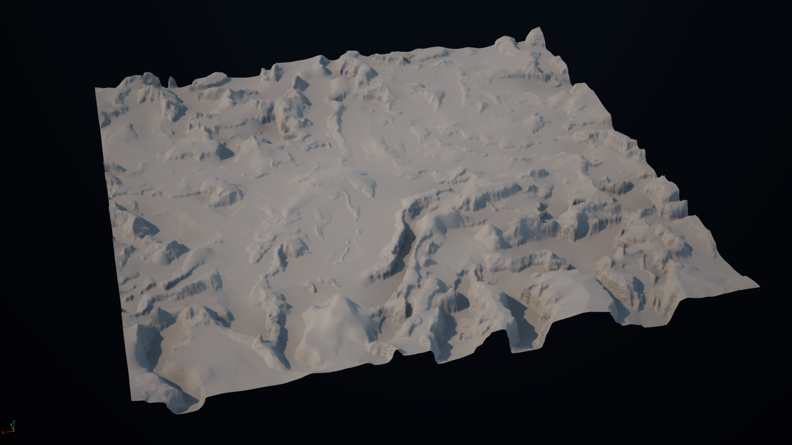 Different generated landscapes from adjusting the terrain seed as well as other parameters such as mountain amplitude, terracing, and number of pathways generated.