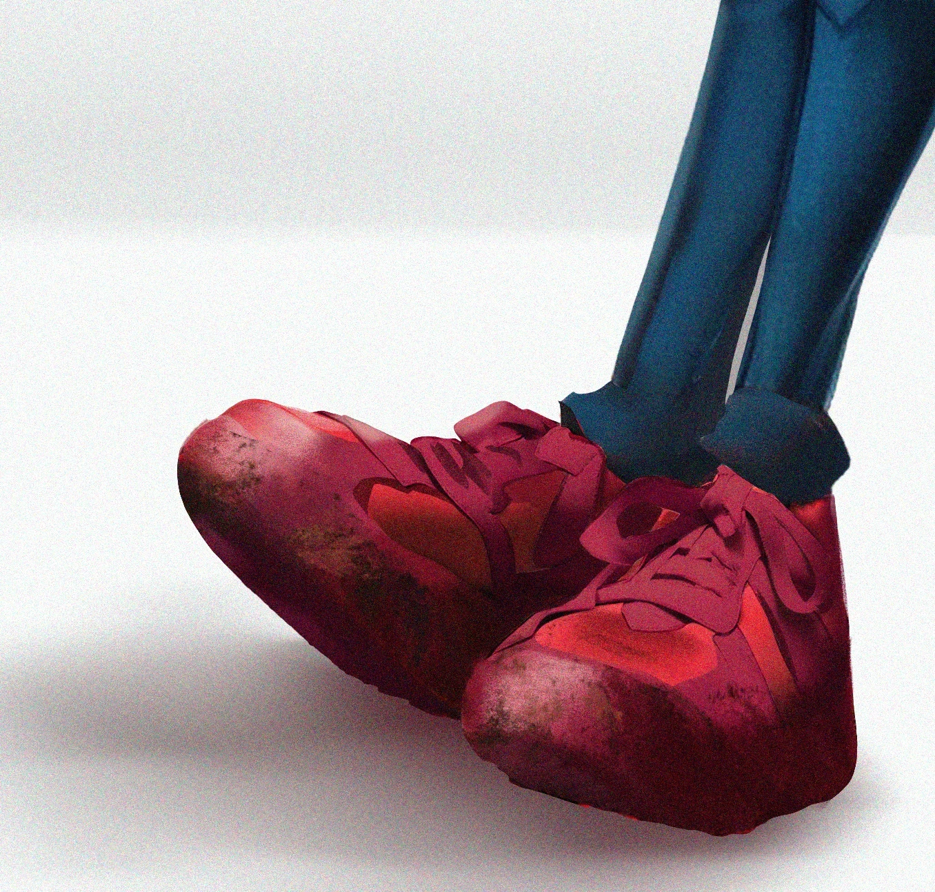  Sneakers with subtle dirt pass; material breakup and wear.