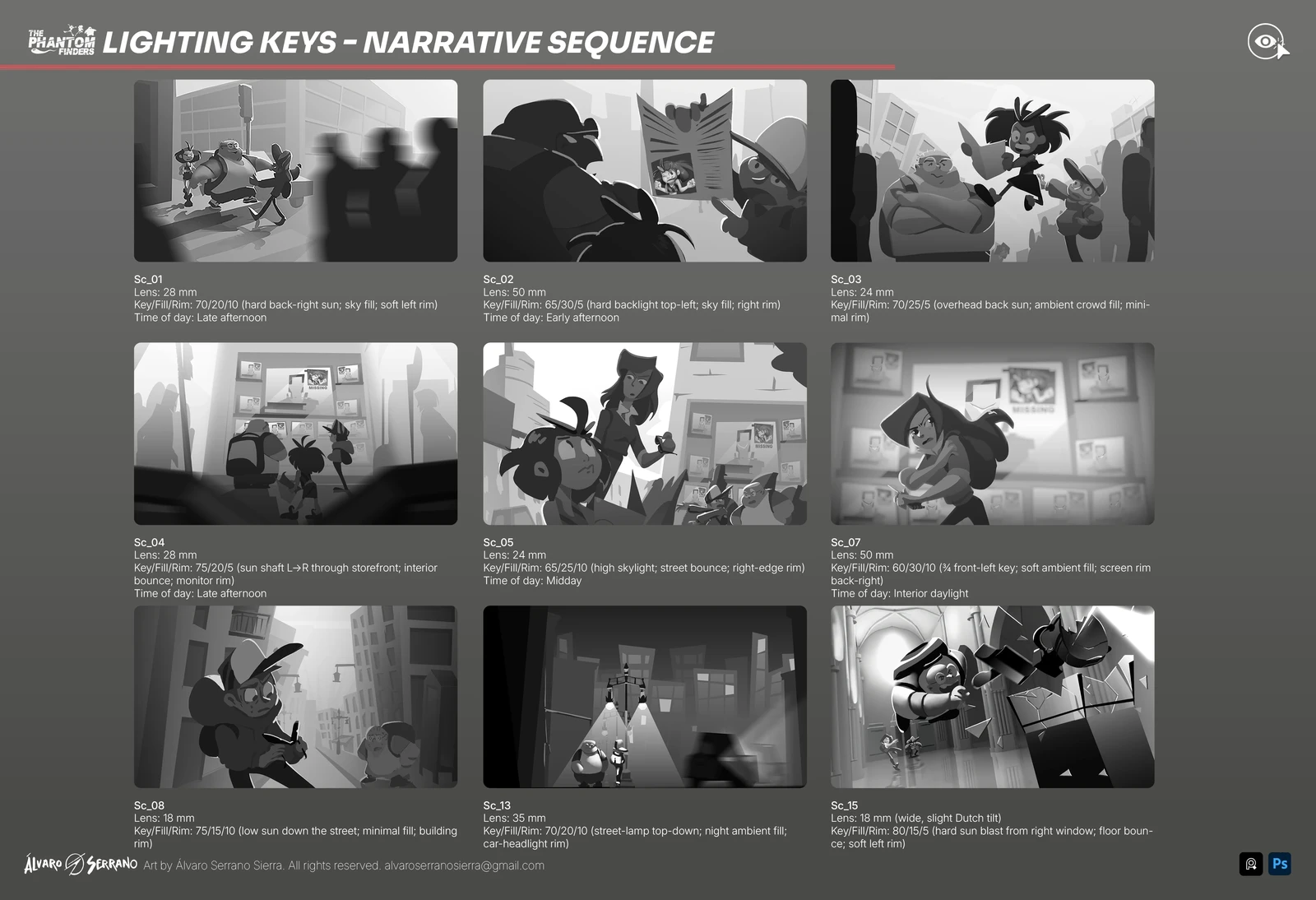 The Phantom Finders — Lighting Keys (VisDev | Digital 2D | 2025)