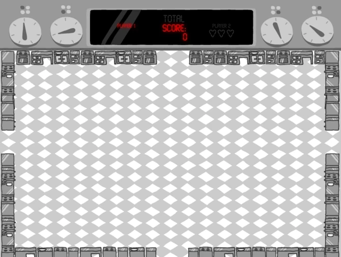 First layout. When you played in the co-op mode you could both stand in one of the corner and if you threw your knives in two different angles along the walls you were basically immortal. The enemies could barely reach you. So we had to fix this problem.