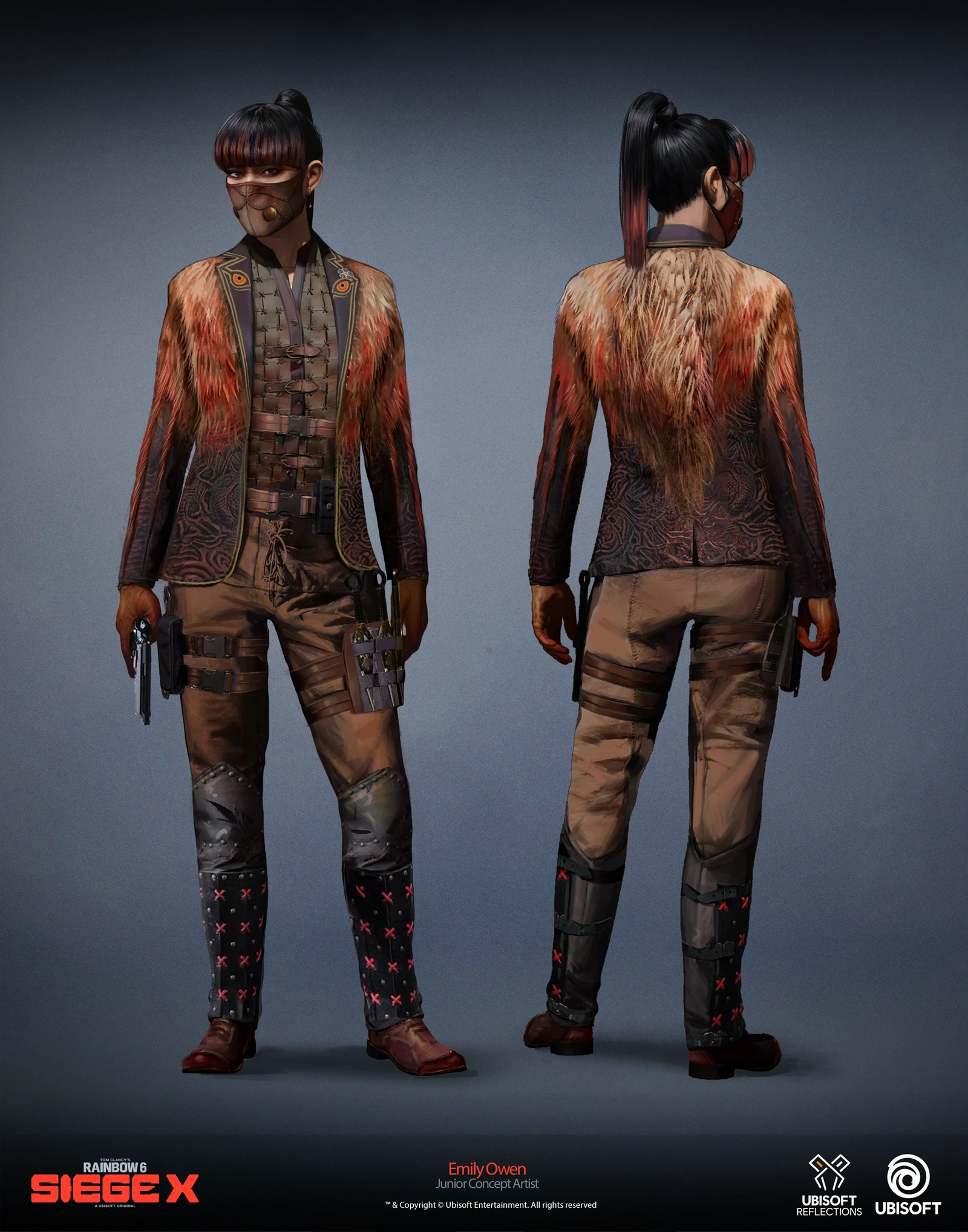 Front and back view of Azami's War gear