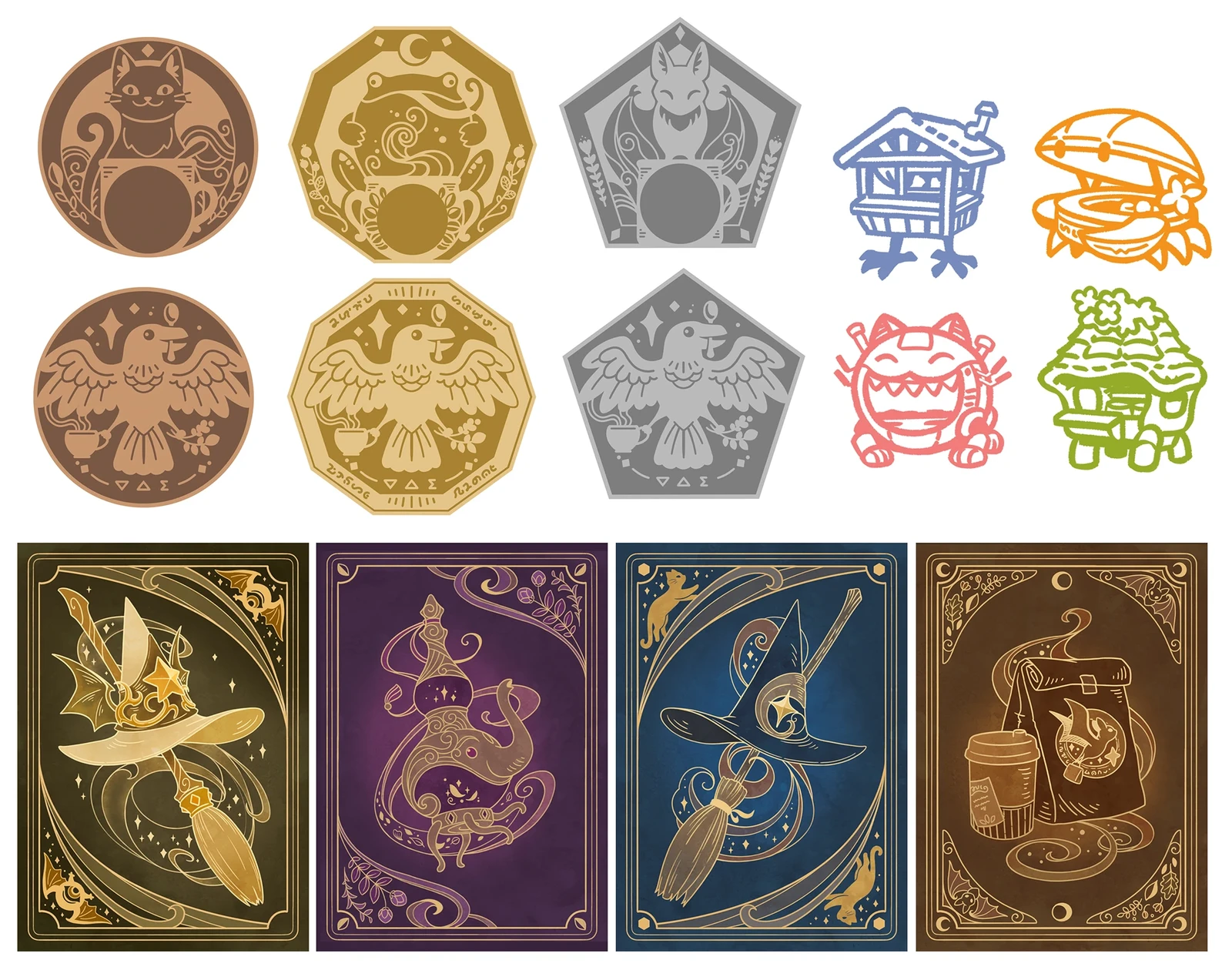 Coin designs, stamp designs
card backs artwork