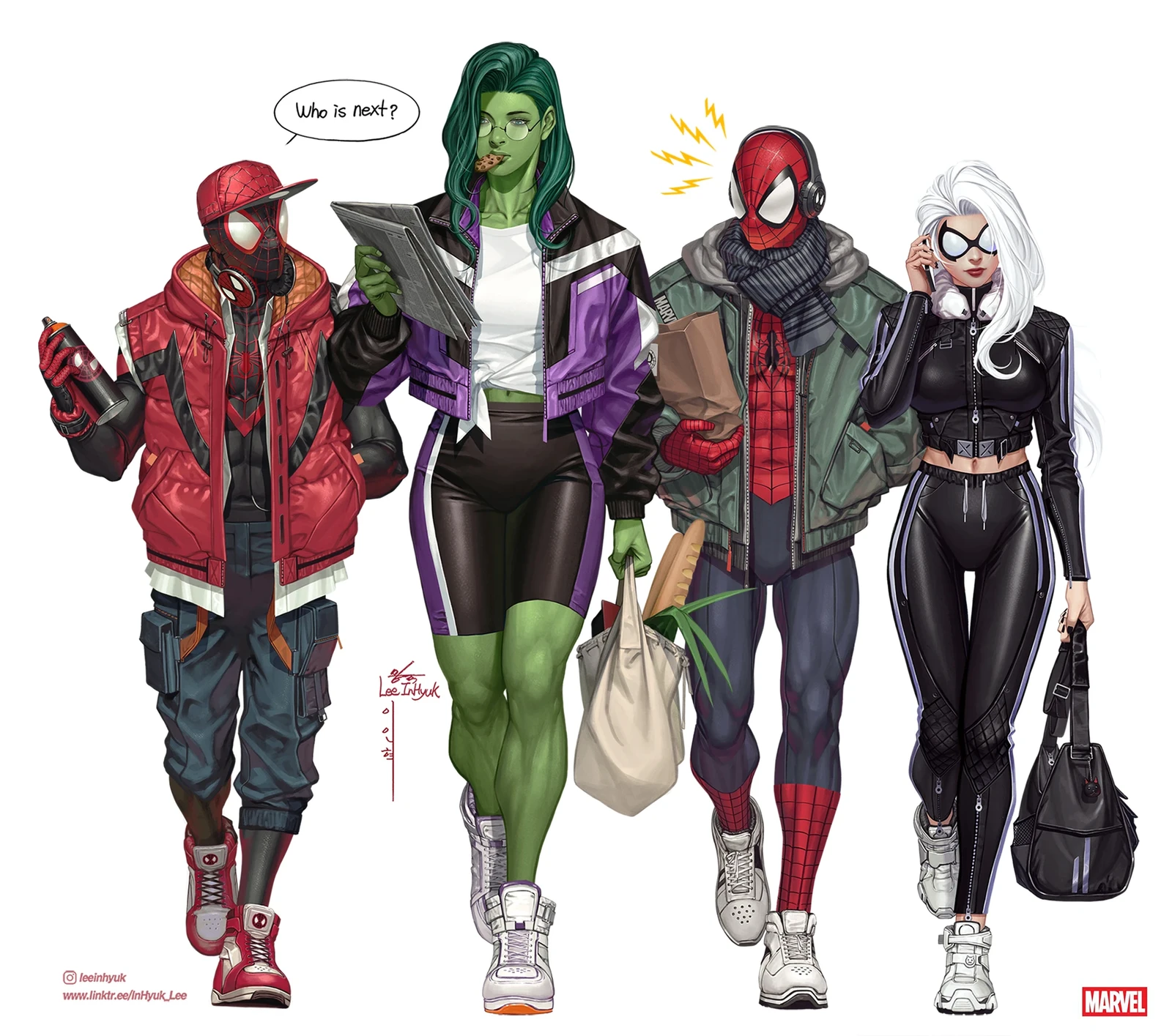 Spidey, Miles, Black Cat, and She-Hulk