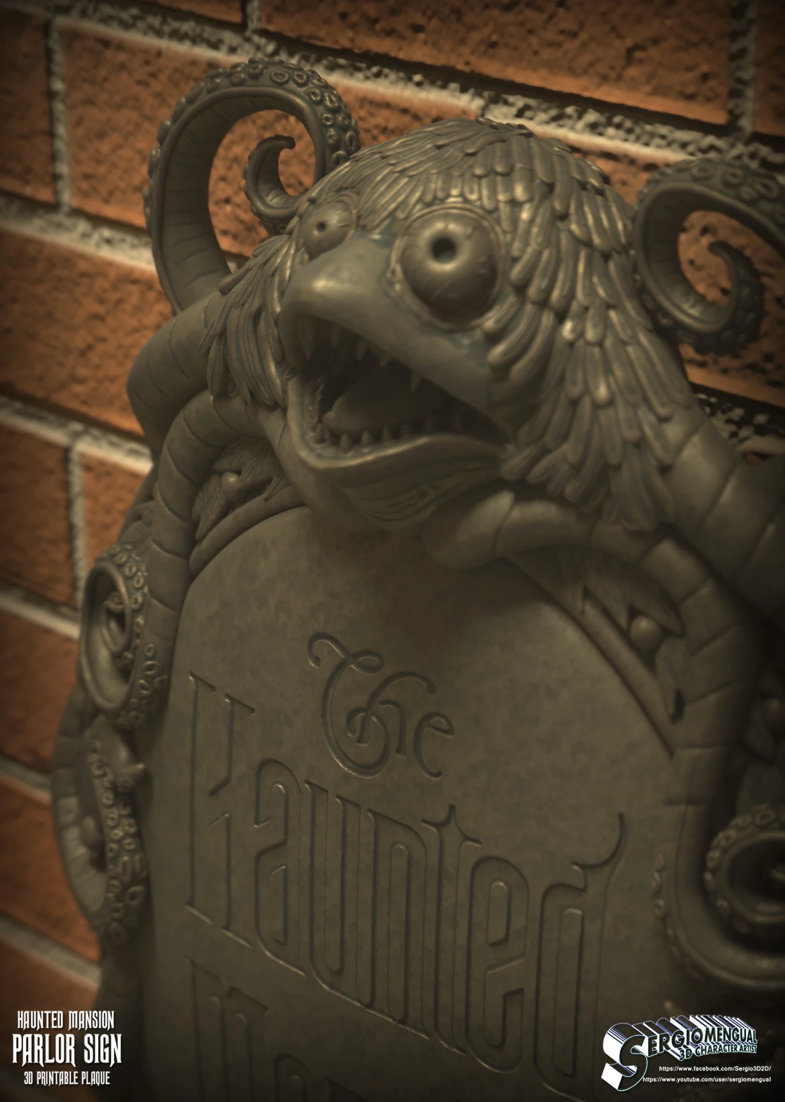 Haunted Mansion Parlor Sign. 3D Coat Render.