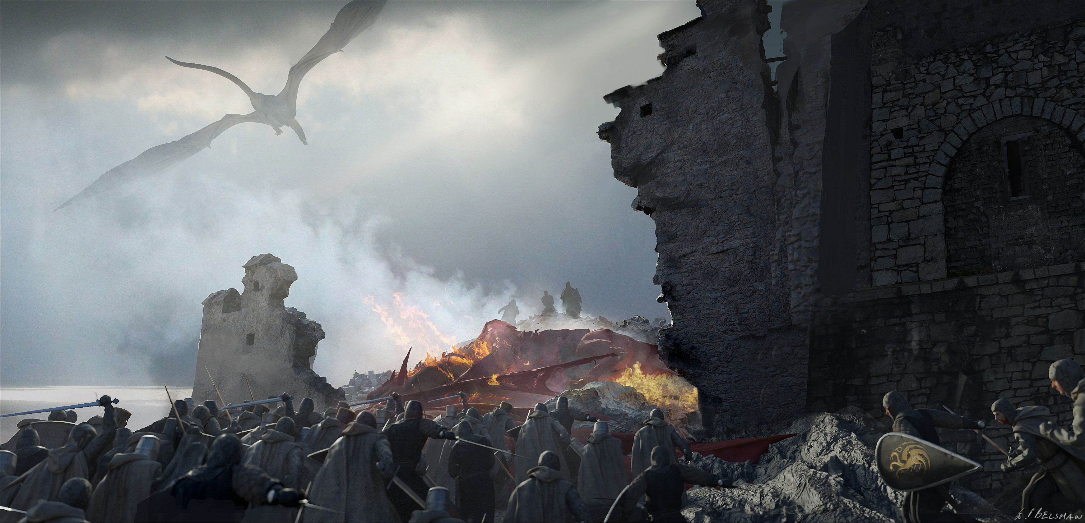 Early concepts for the battle at Rooks Rest with the demise of Meleys.