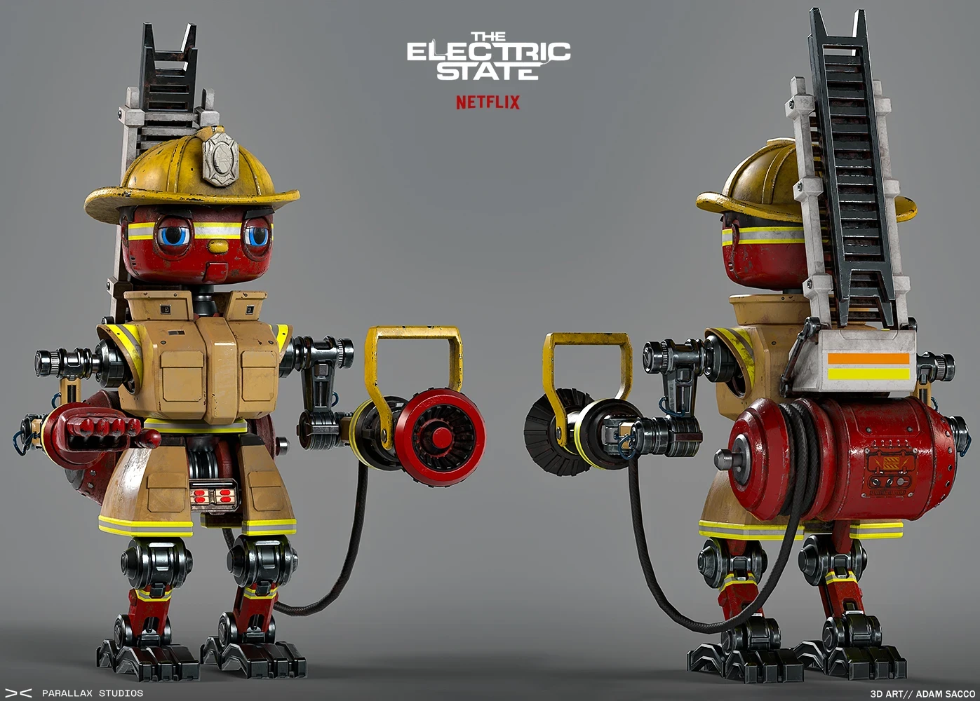 Fire-engine robot, early 3D concept