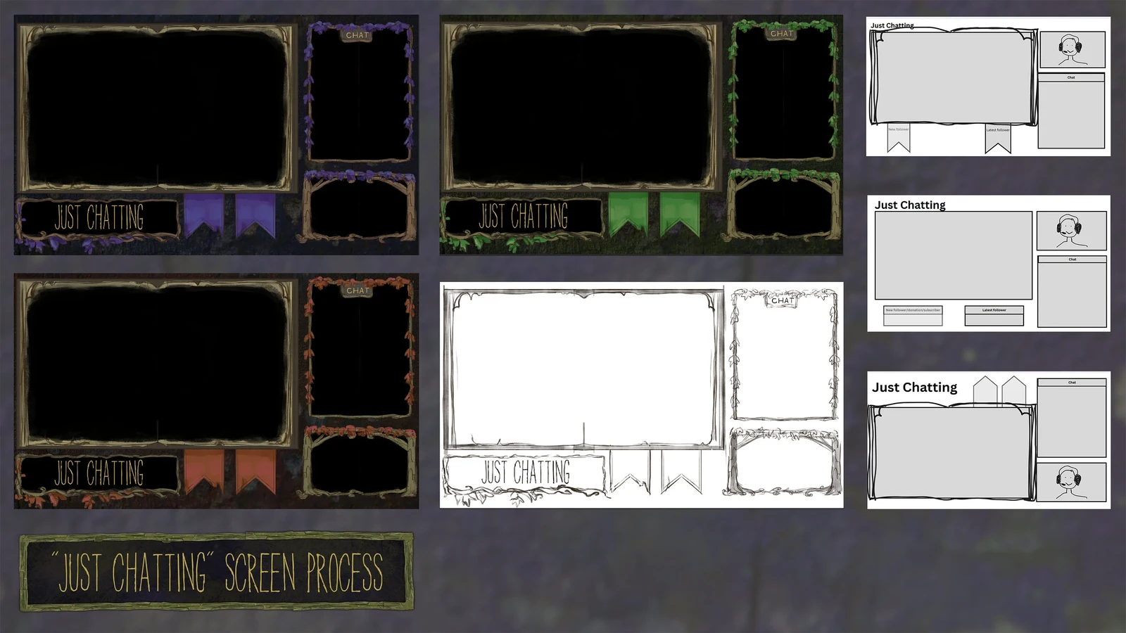 Exploring options for wireframes and color schemes